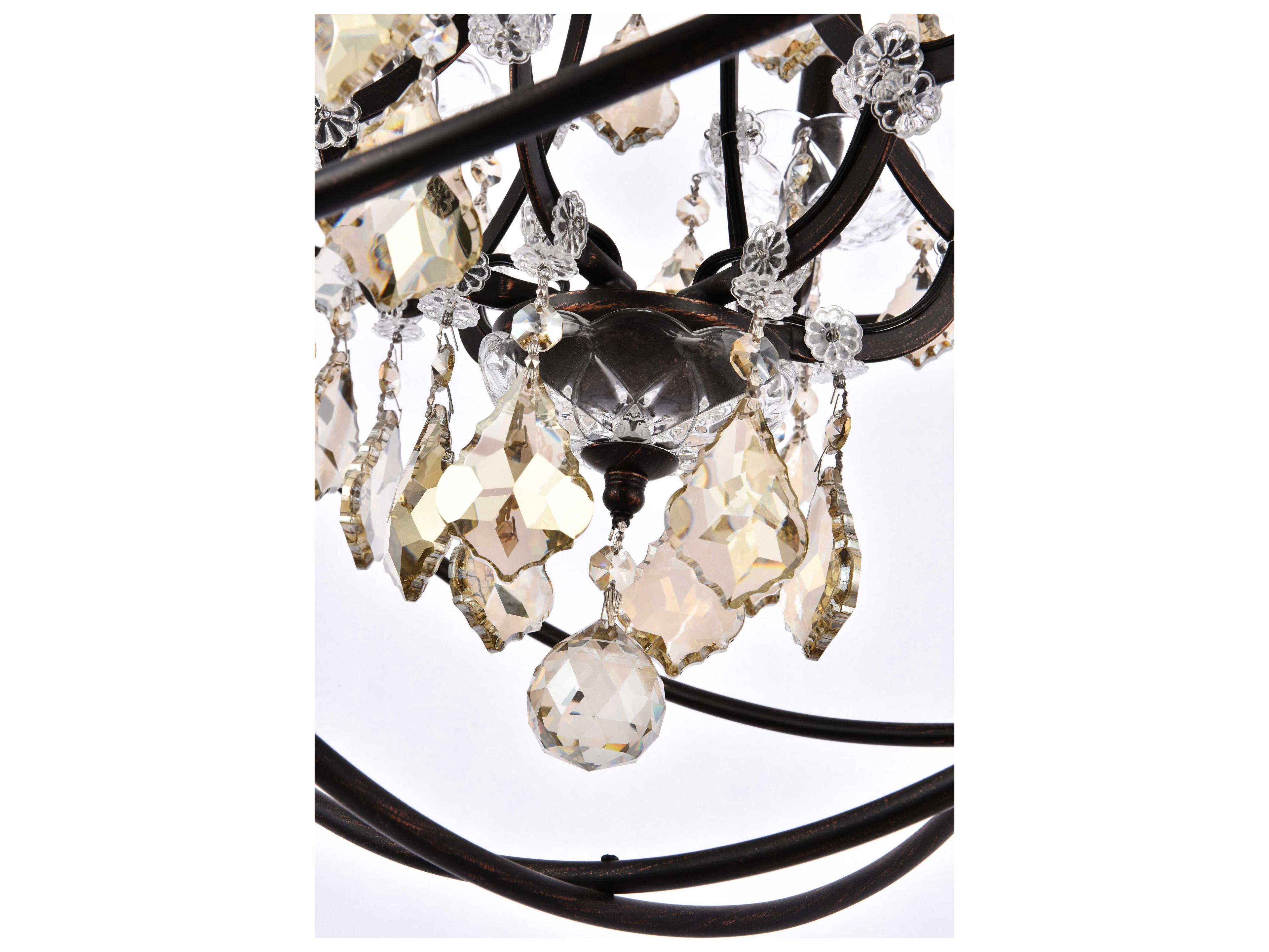 Elegant Lighting Geneva 6 -light Dark Bronze Crystal Candelabra Chandelier