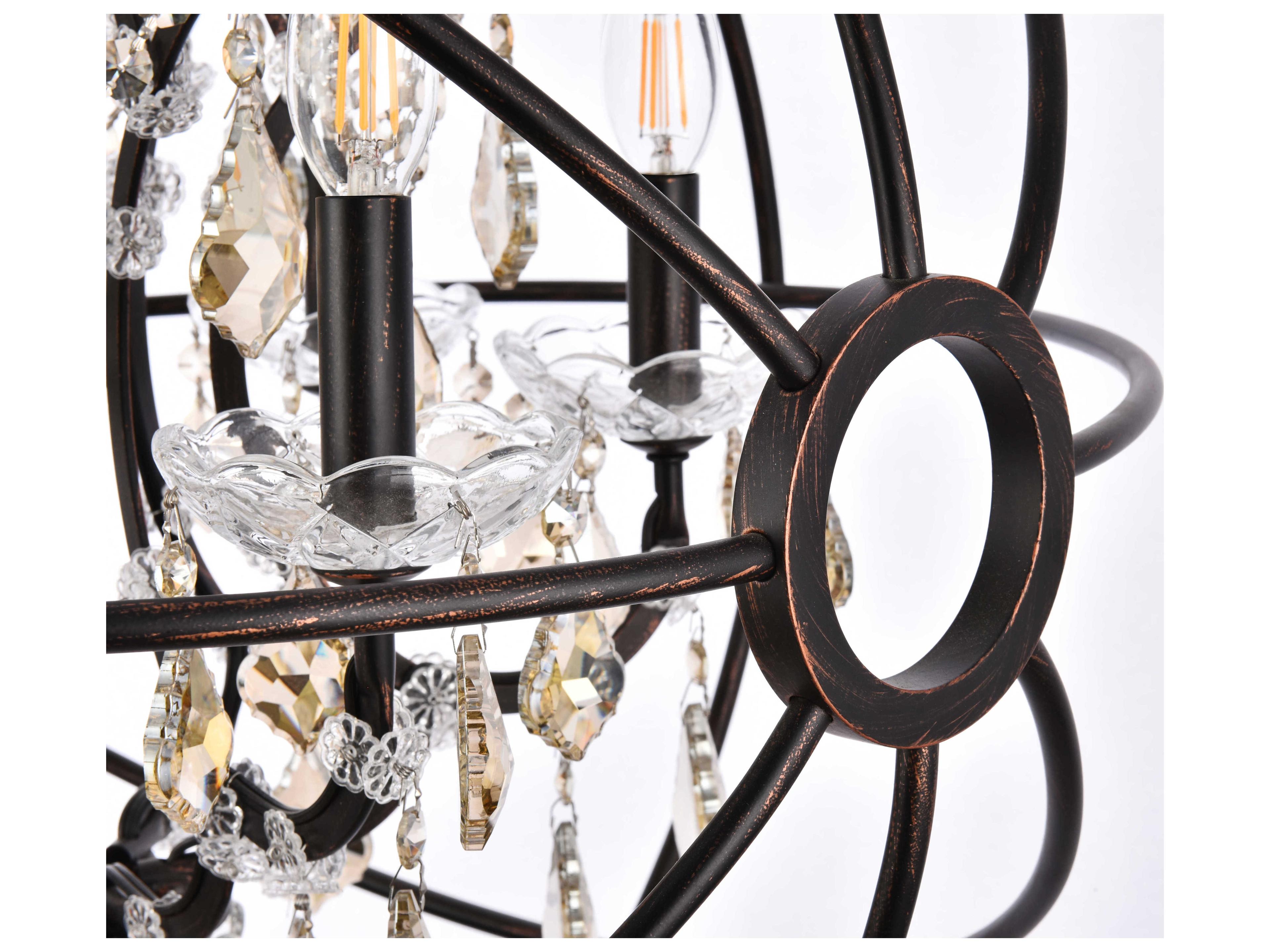 Elegant Lighting Geneva 6 -light Dark Bronze Crystal Candelabra Chandelier