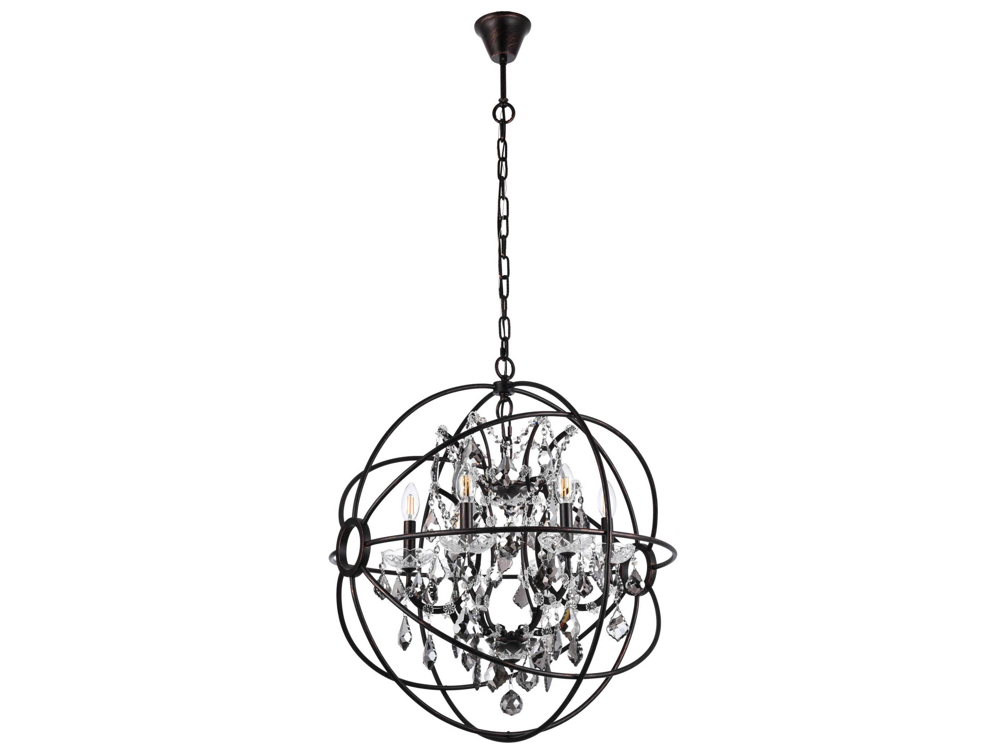 Elegant Lighting Geneva 6 -light Dark Bronze Crystal Candelabra Chandelier