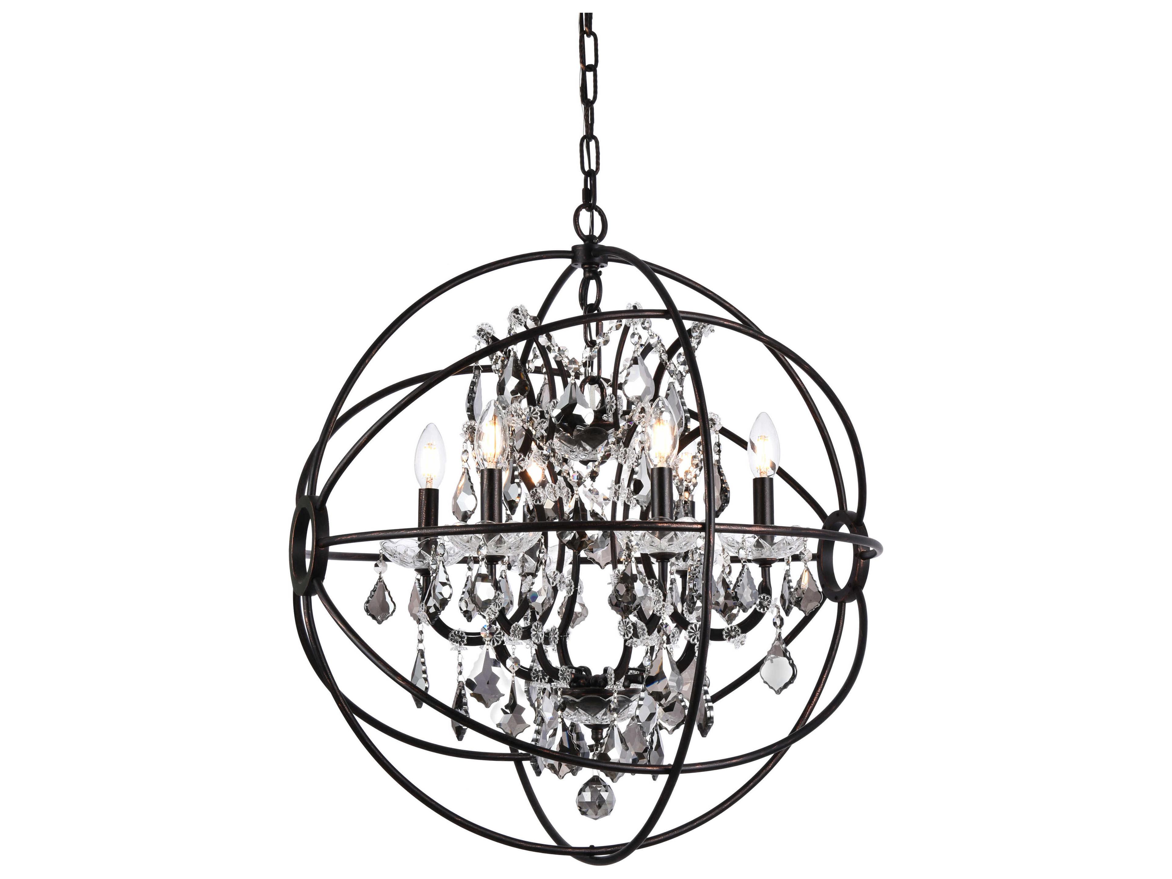 Elegant Lighting Geneva 6 -light Dark Bronze Crystal Candelabra Chandelier