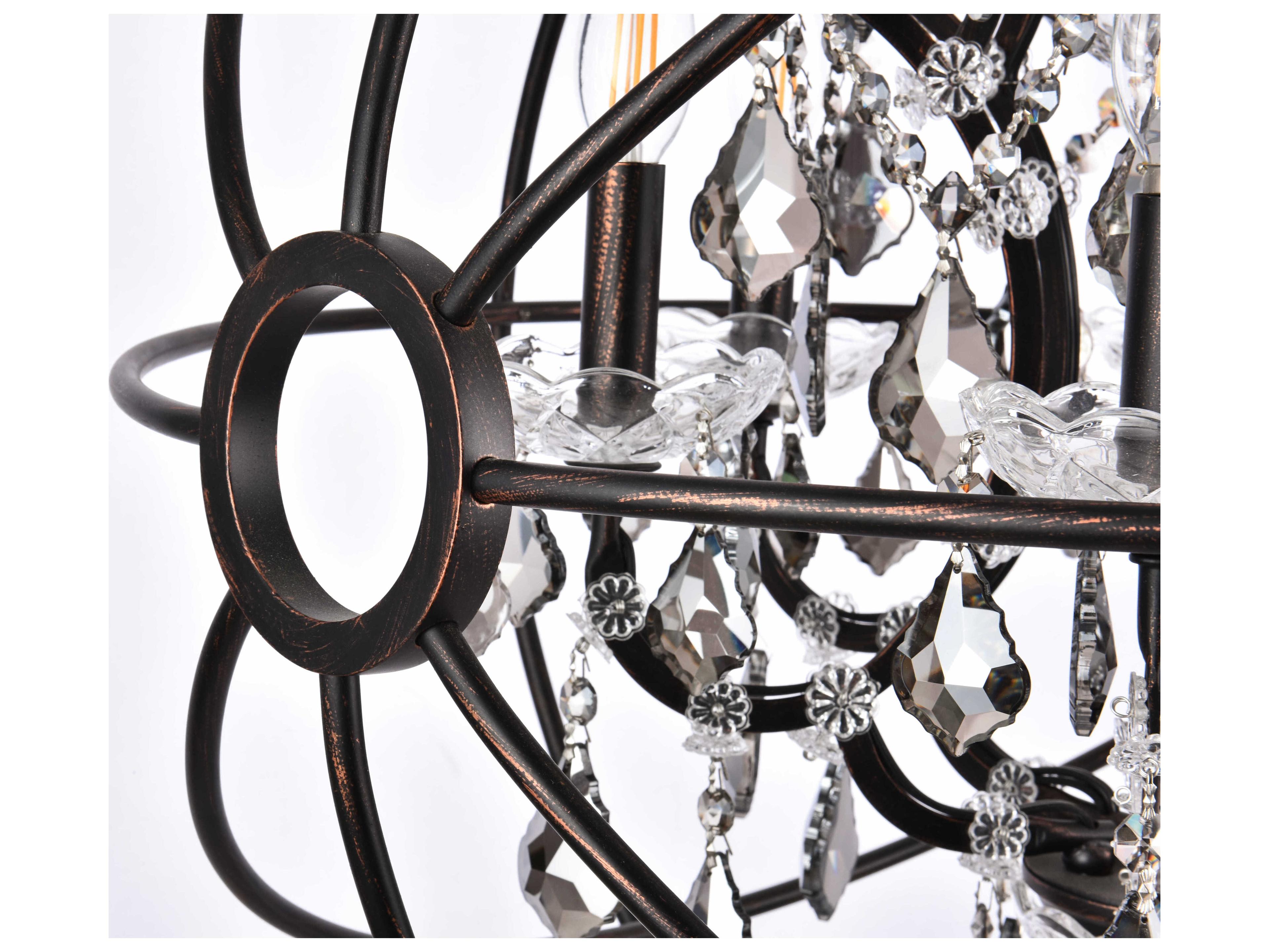 Elegant Lighting Geneva 6 -light Dark Bronze Crystal Candelabra Chandelier