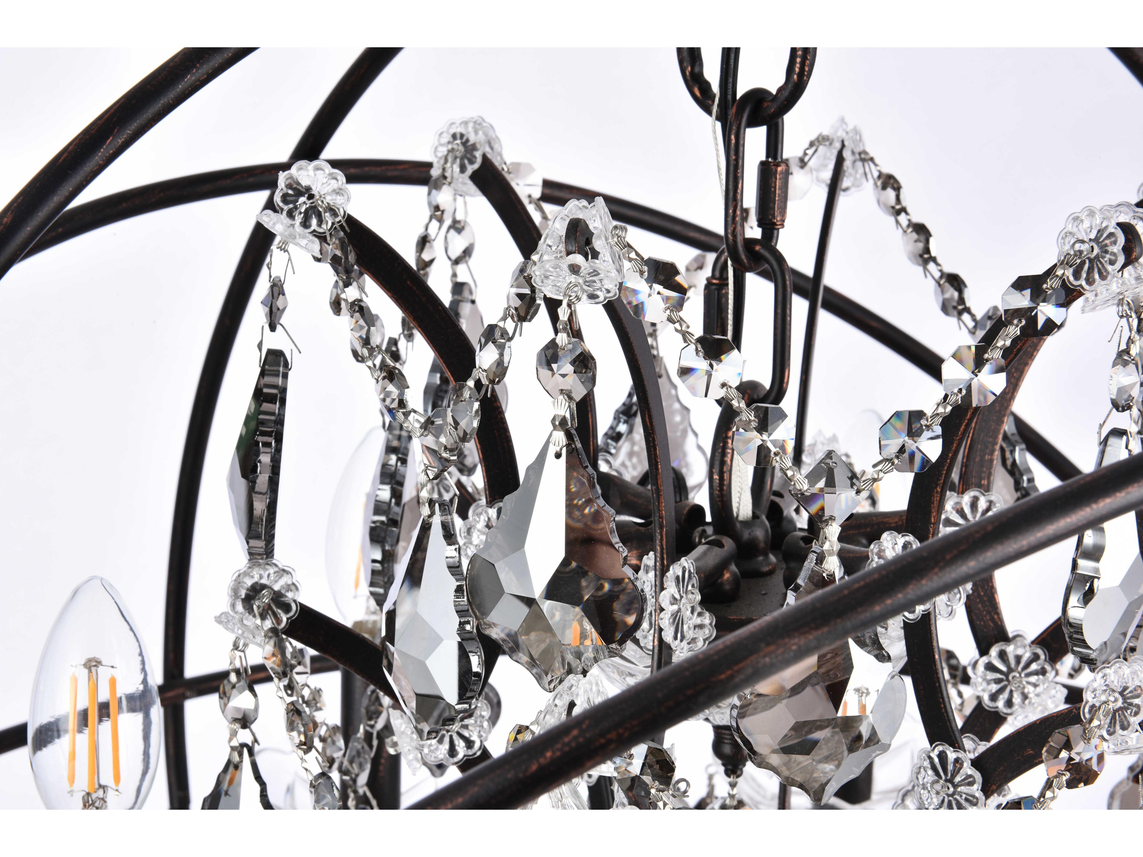Elegant Lighting Geneva 6 -light Dark Bronze Crystal Candelabra Chandelier