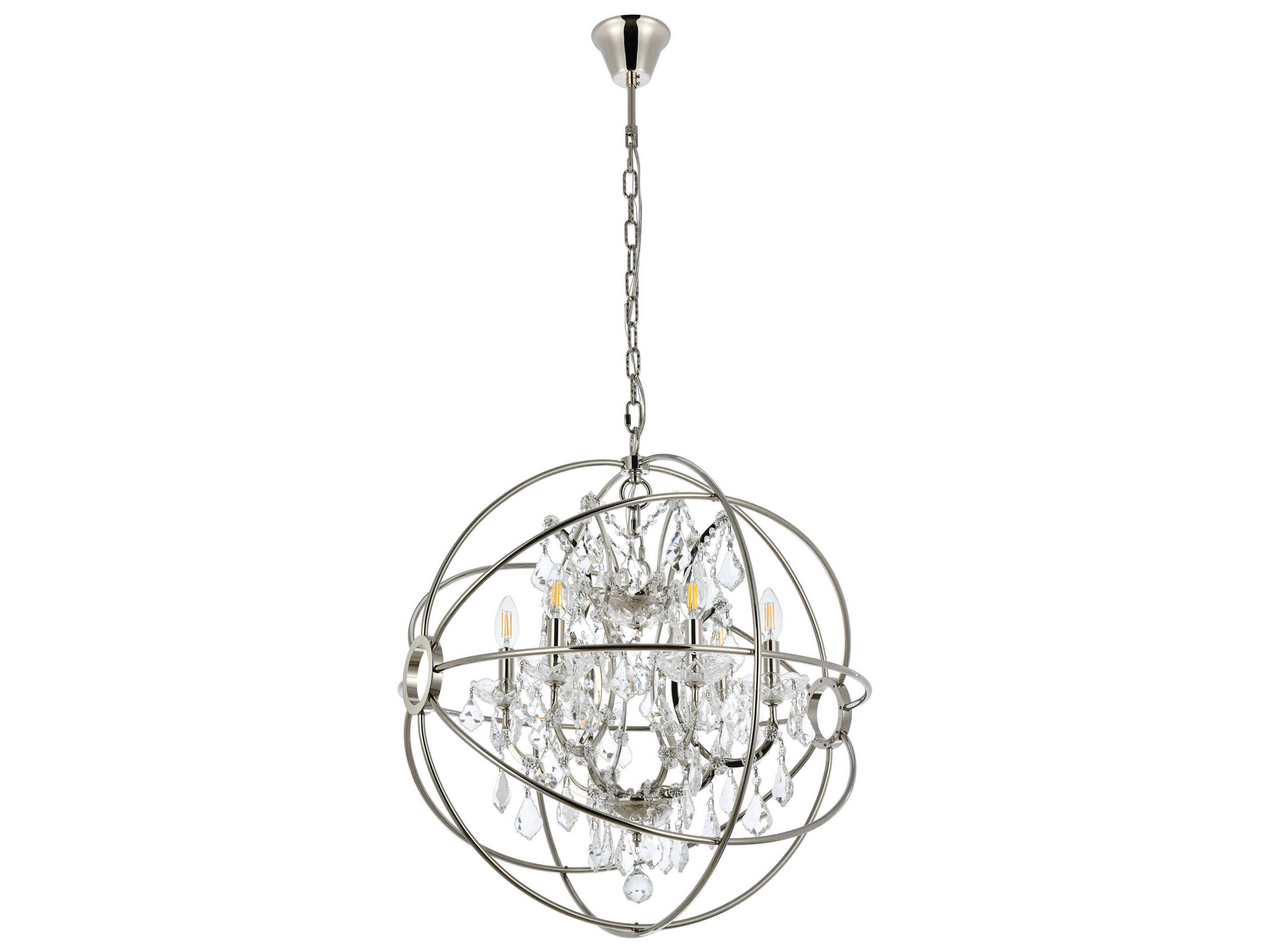 Elegant Lighting Urban 6 -light Polished Nickel Clear Crystal Candelabra Round Chandelier