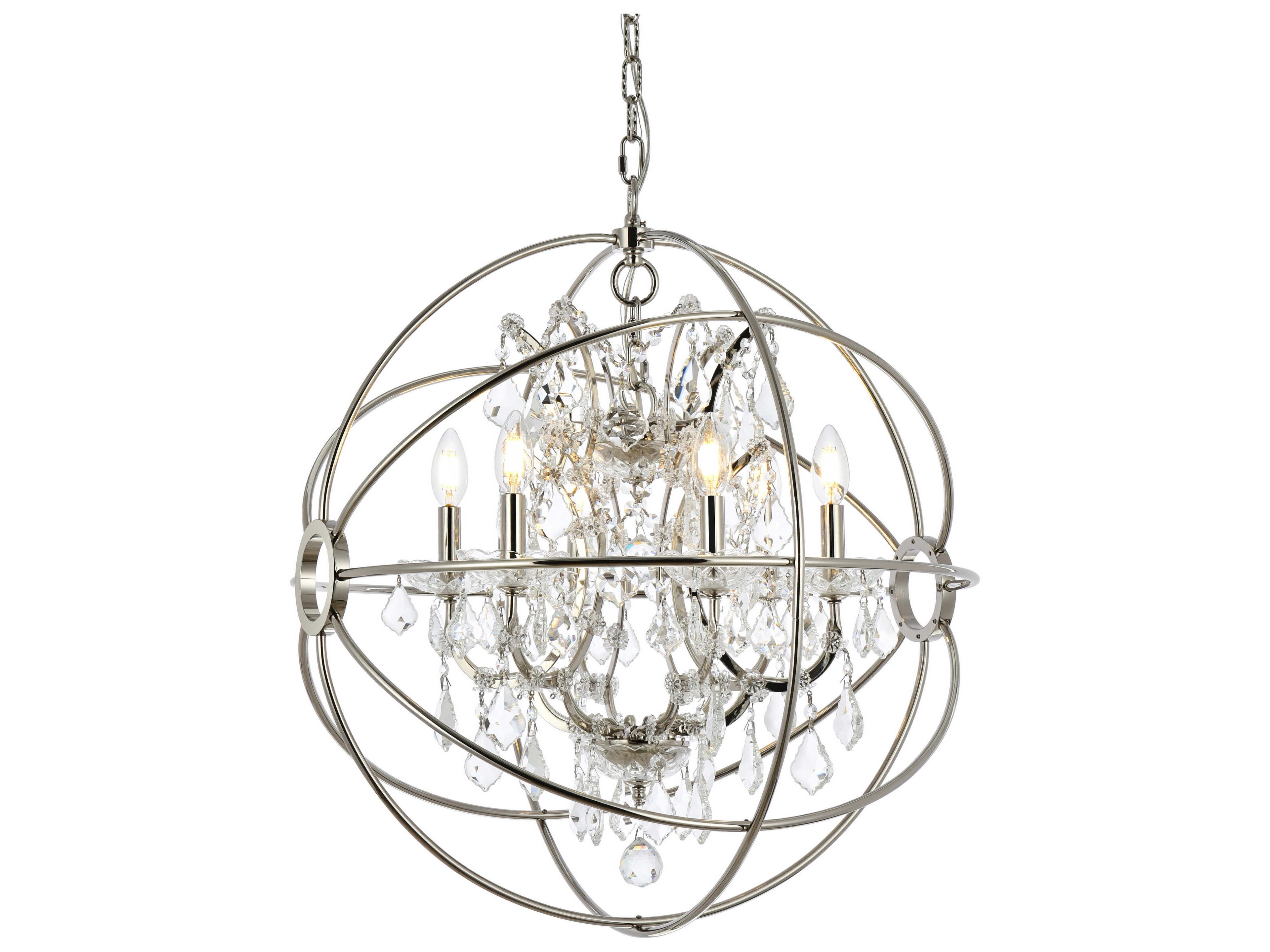 Elegant Lighting Urban 6 -light Polished Nickel Clear Crystal Candelabra Round Chandelier