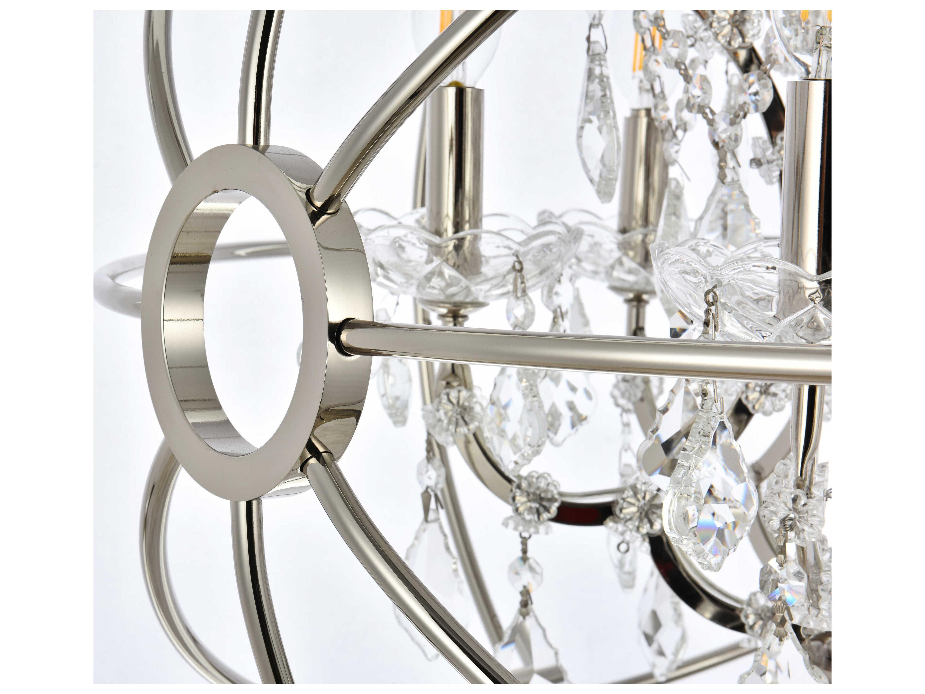 Elegant Lighting Urban 6 -light Polished Nickel Clear Crystal Candelabra Round Chandelier