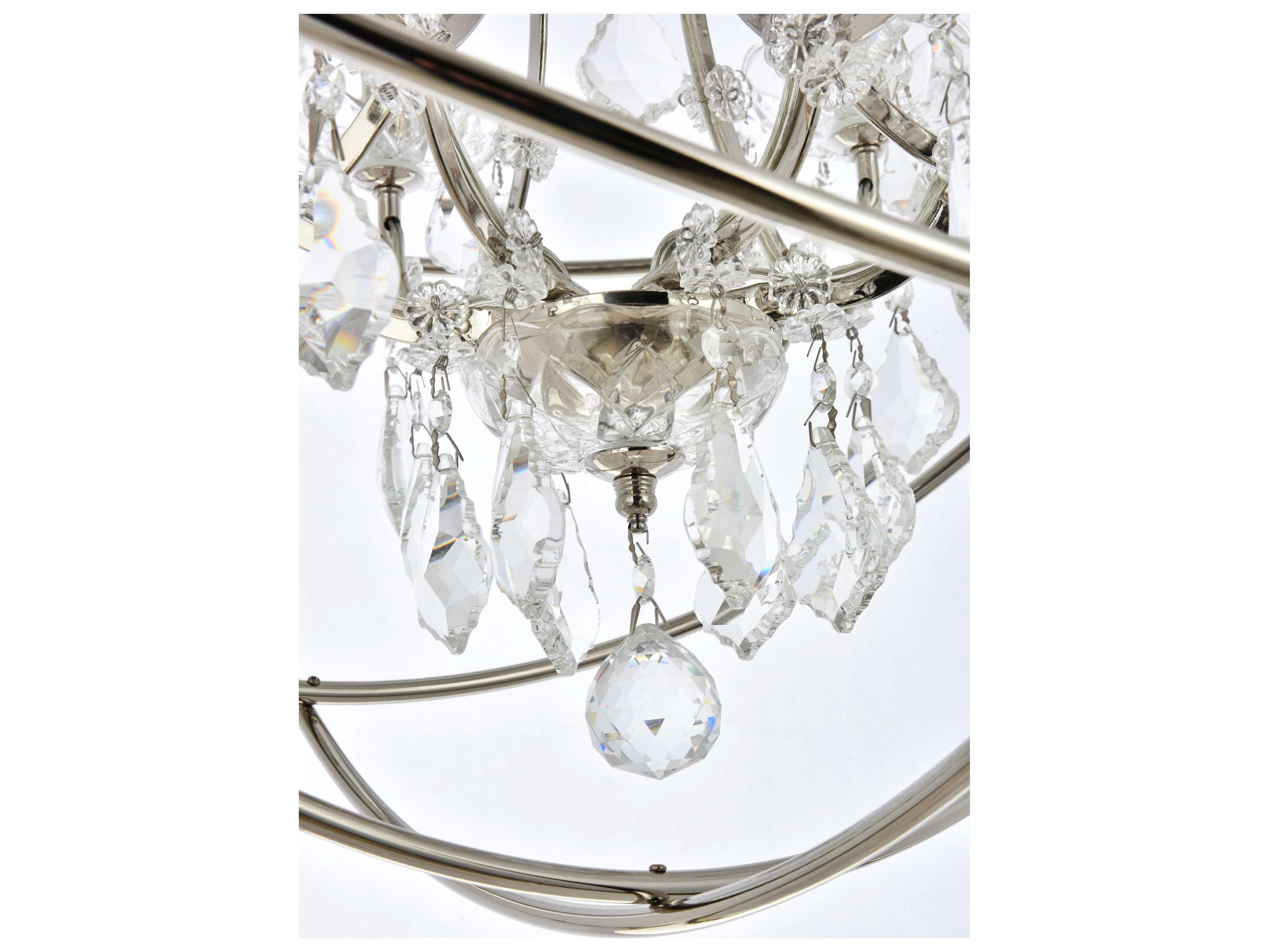 Elegant Lighting Urban 6 -light Polished Nickel Clear Crystal Candelabra Round Chandelier