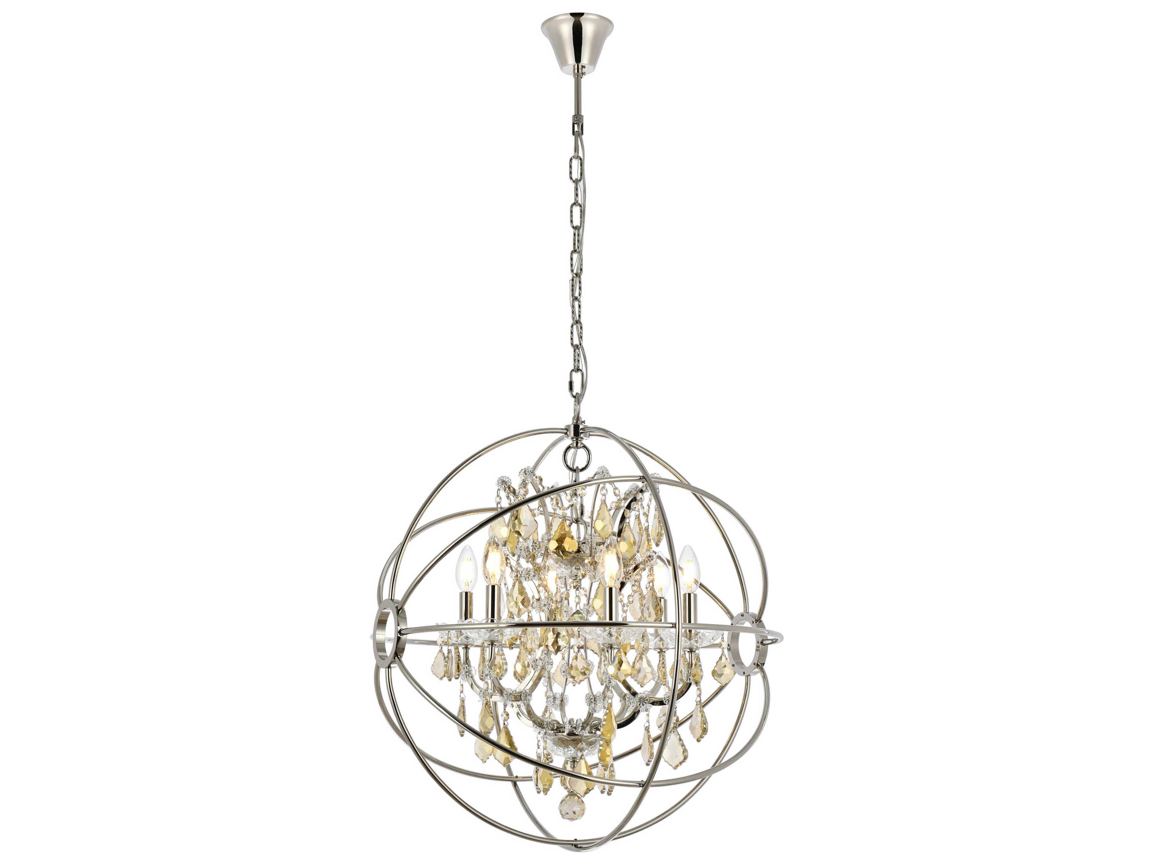 Elegant Lighting Geneva 6 -light Polished Nickel Crystal Candelabra Chandelier