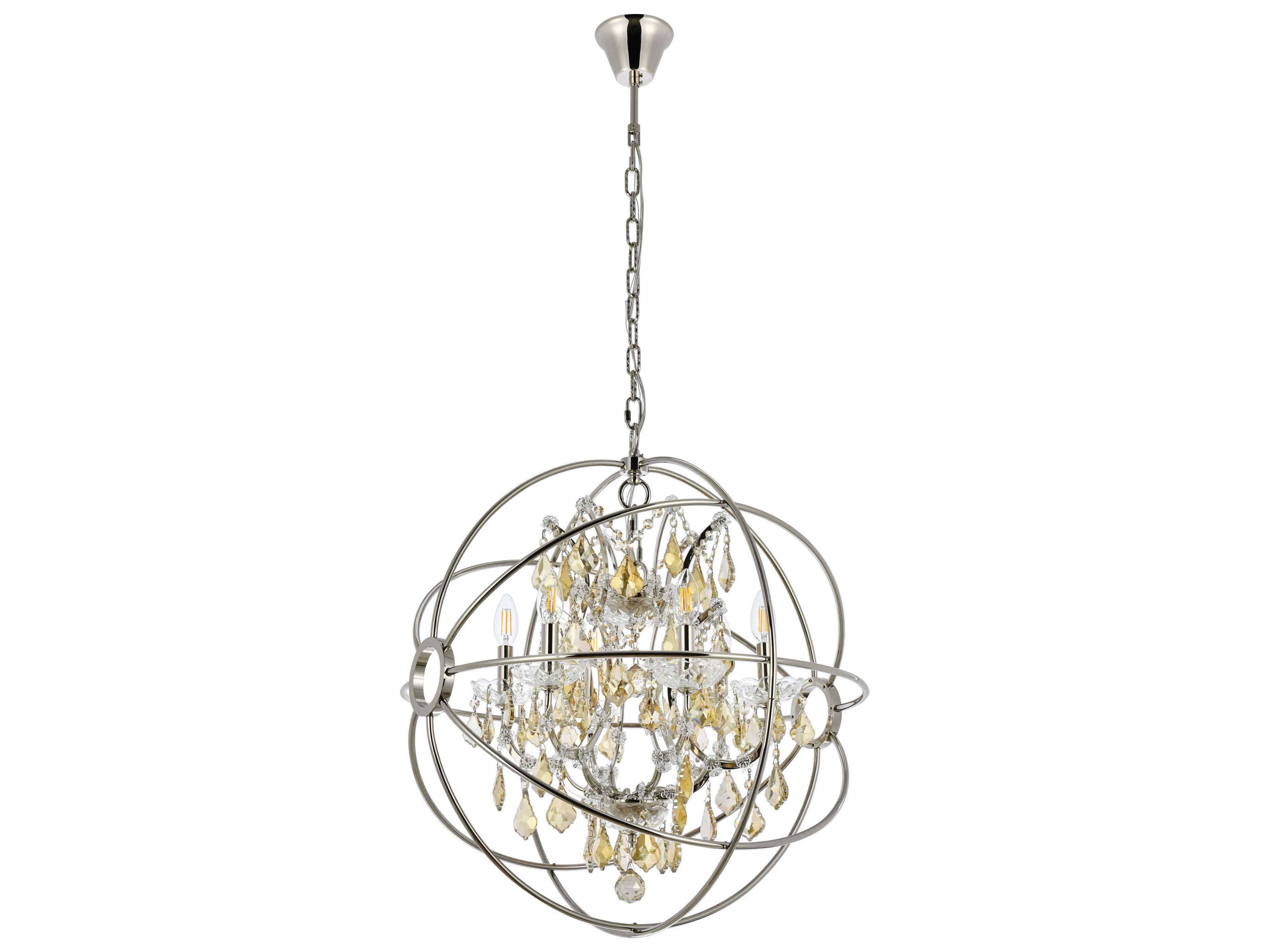 Elegant Lighting Geneva 6 -light Polished Nickel Crystal Candelabra Chandelier