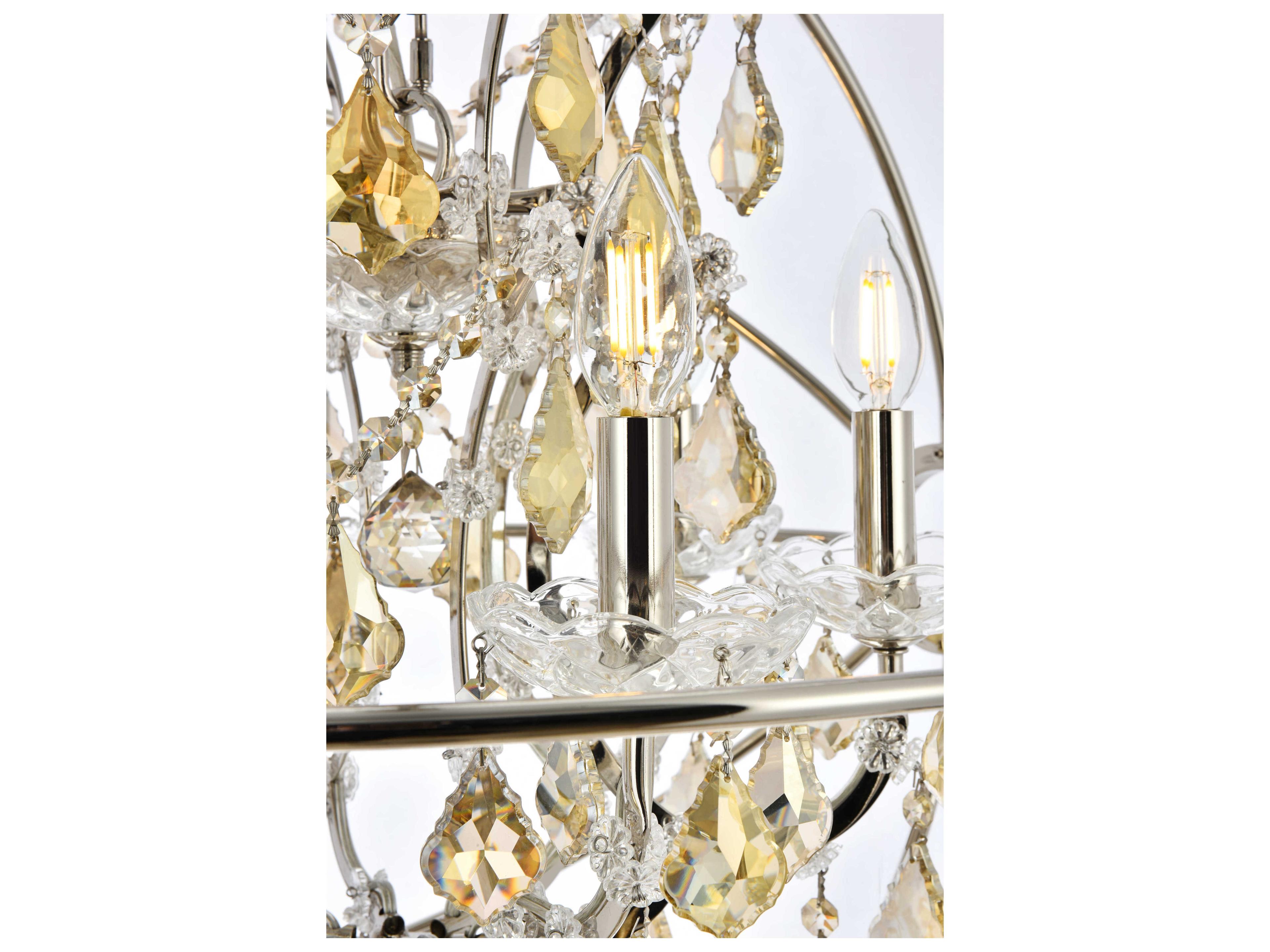 Elegant Lighting Geneva 6 -light Polished Nickel Crystal Candelabra Chandelier