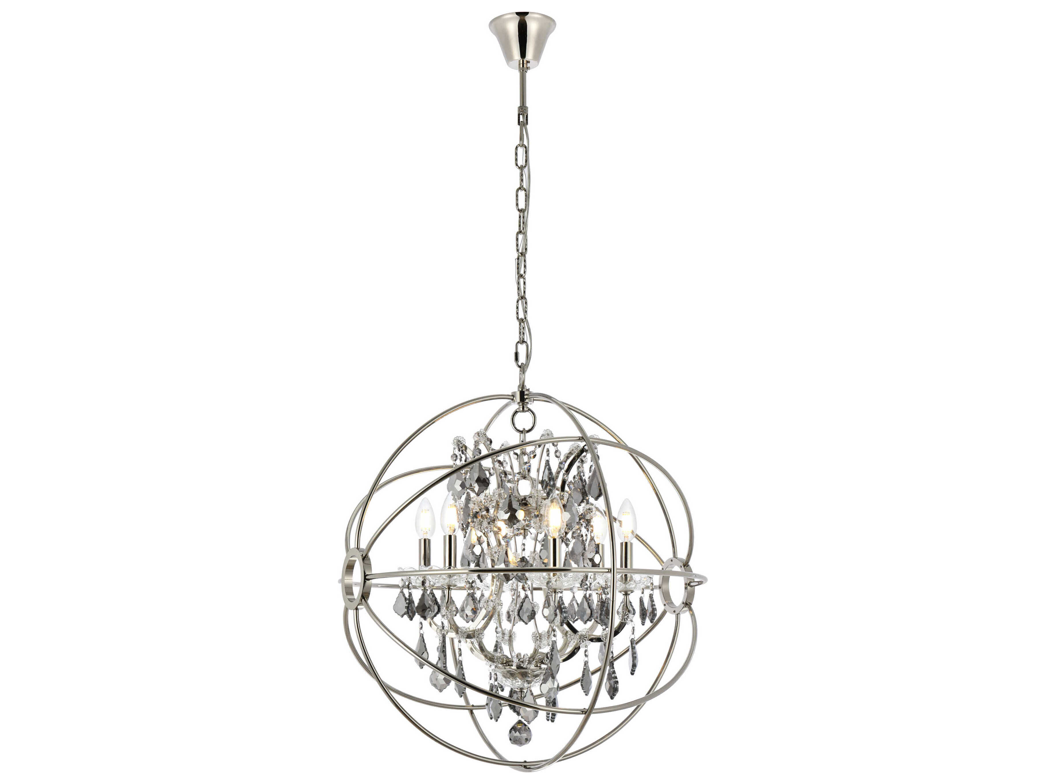Elegant Lighting Geneva 6 -light Polished Nickel Crystal Candelabra Chandelier