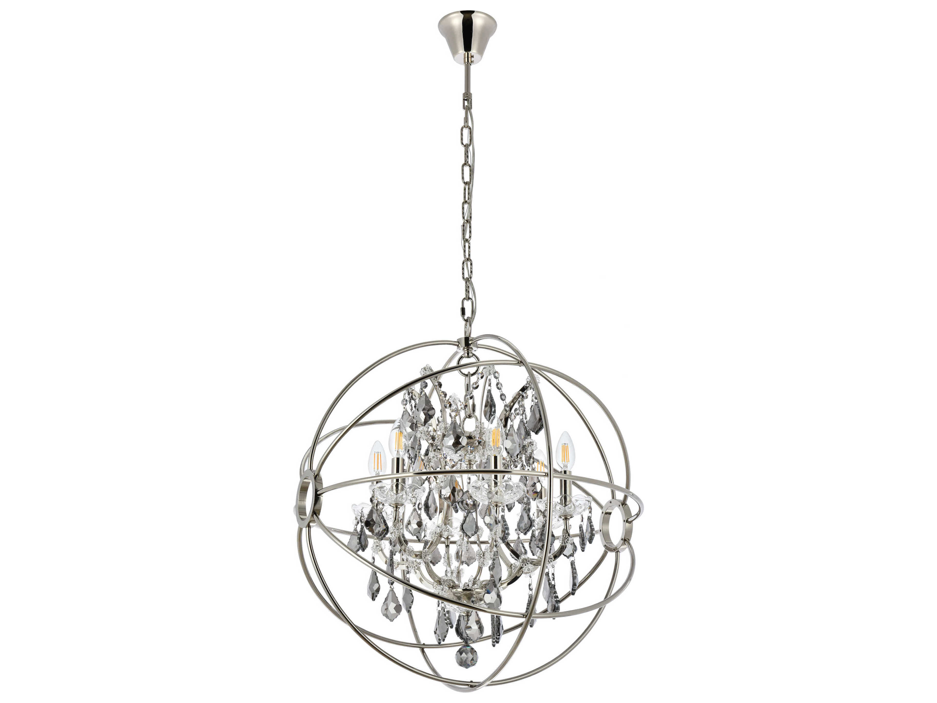 Elegant Lighting Geneva 6 -light Polished Nickel Crystal Candelabra Chandelier