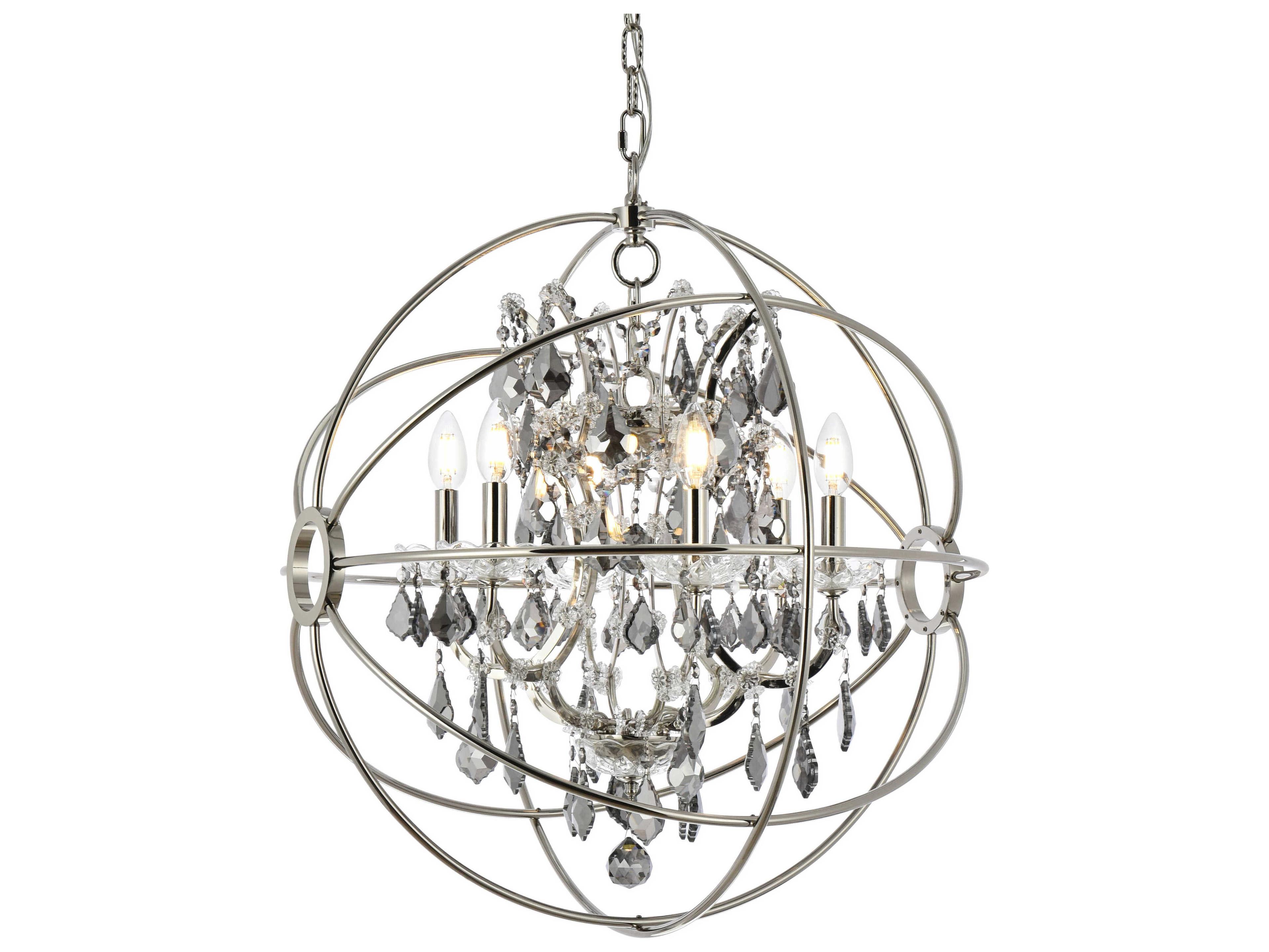 Elegant Lighting Geneva 6 -light Polished Nickel Crystal Candelabra Chandelier