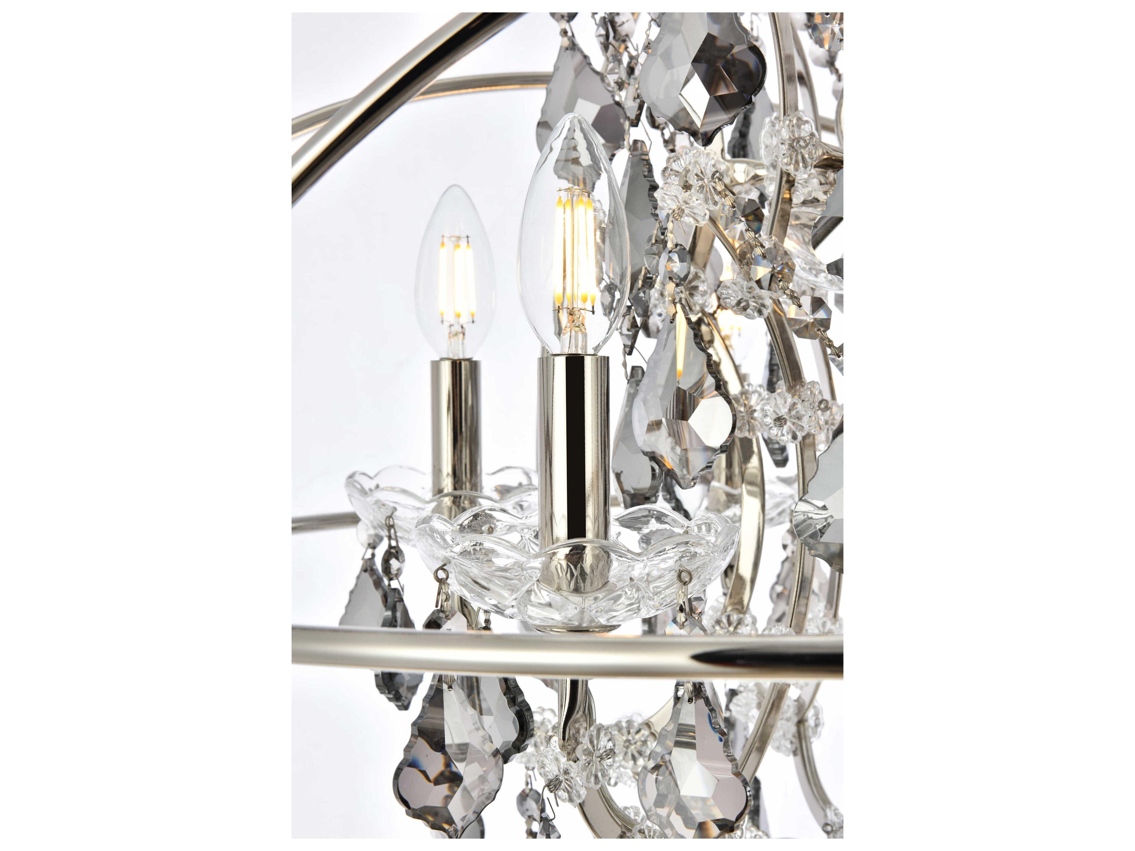 Elegant Lighting Geneva 6 -light Polished Nickel Crystal Candelabra Chandelier