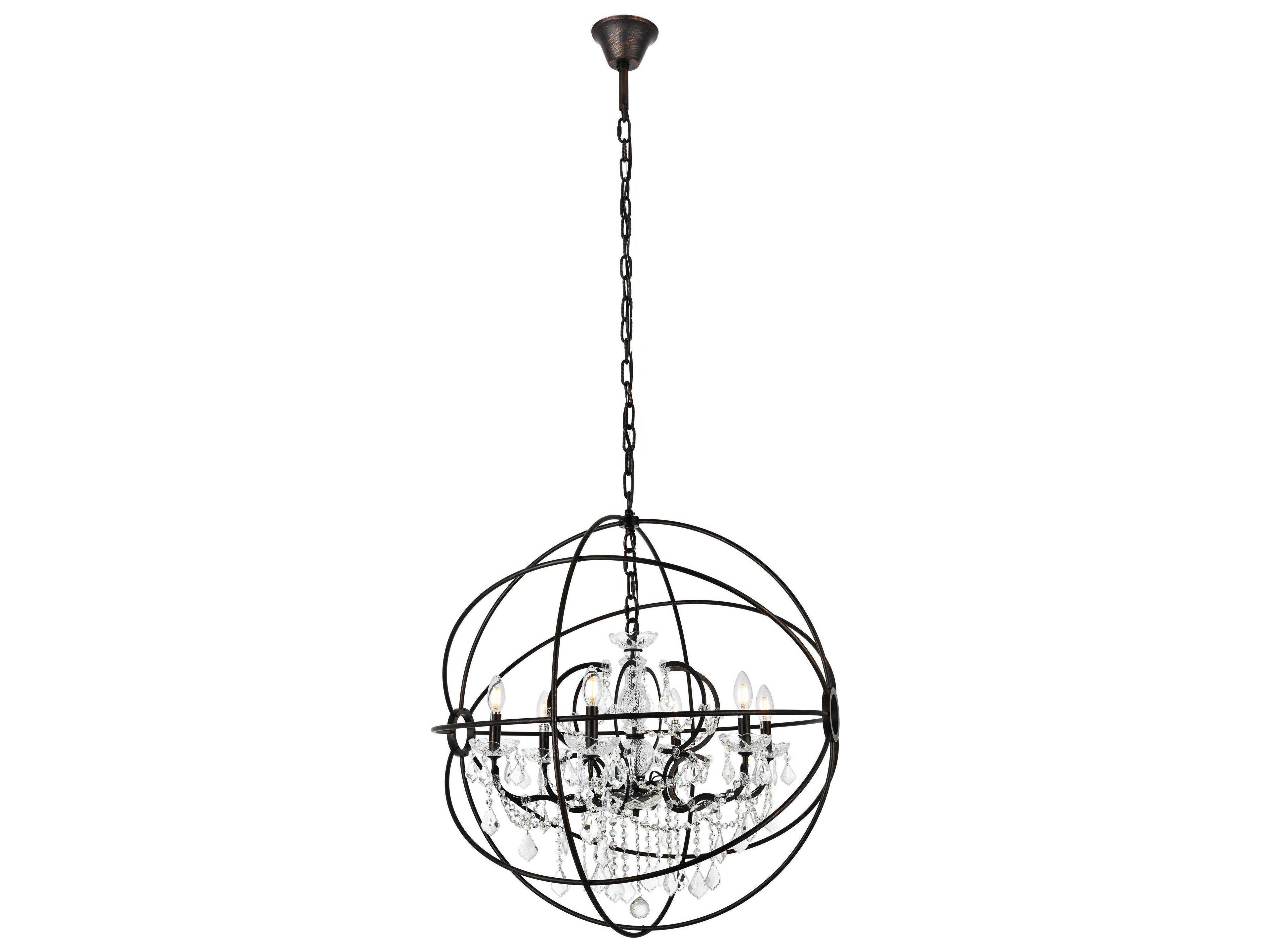 Elegant Lighting Geneva 6 -light Dark Bronze Crystal Candelabra Chandelier