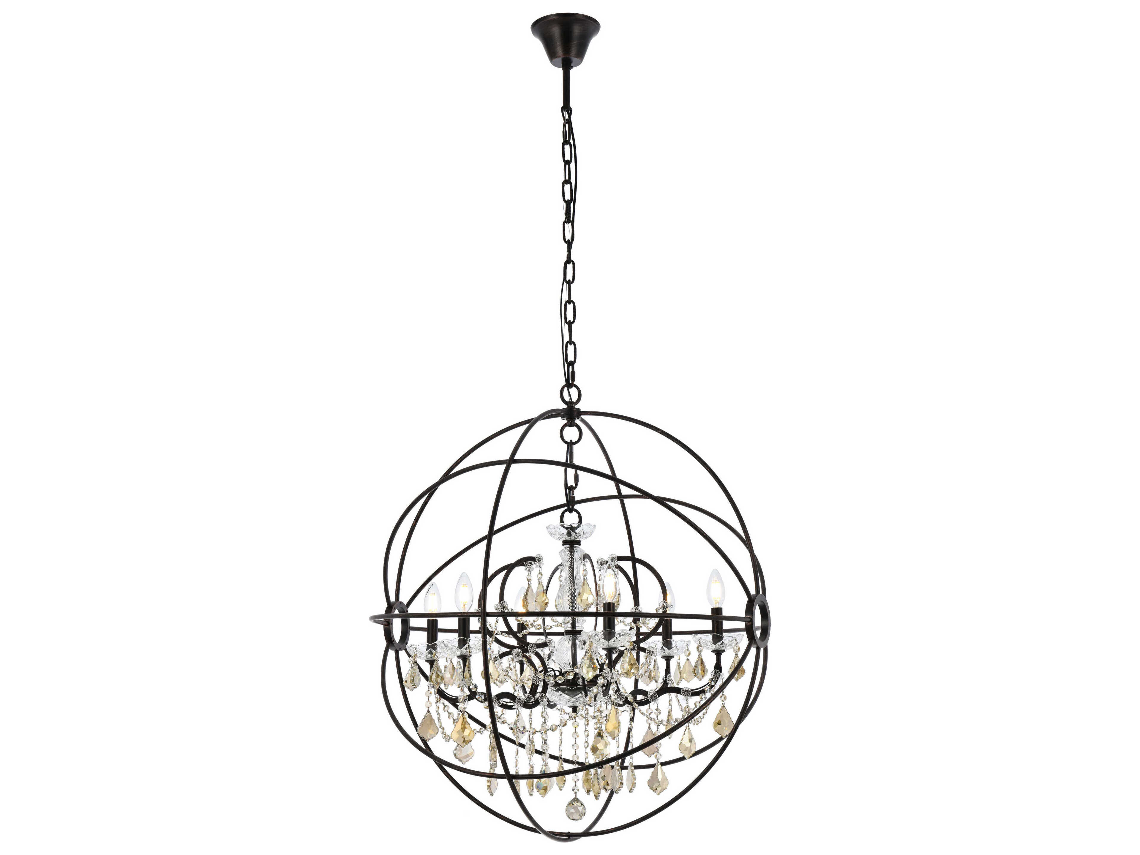 Elegant Lighting Geneva 6 -light Dark Bronze Crystal Candelabra Chandelier