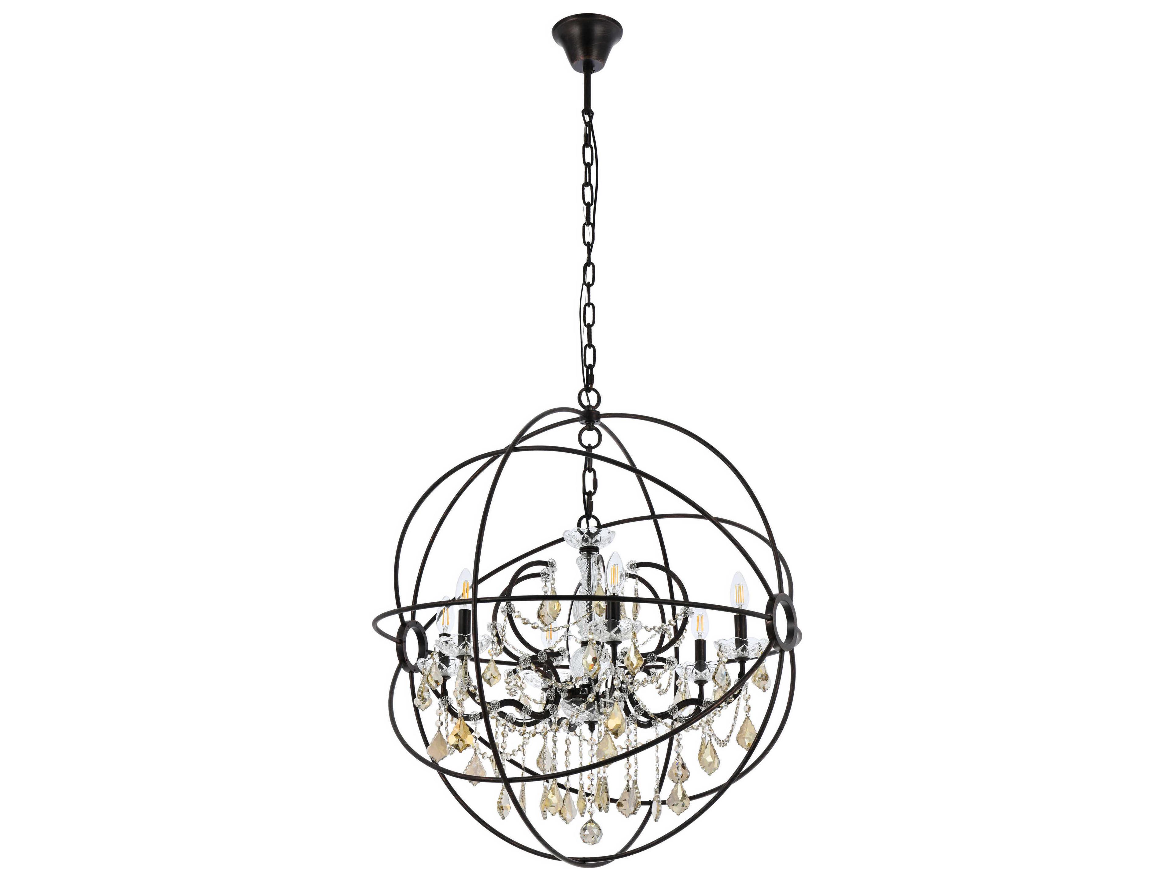 Elegant Lighting Geneva 6 -light Dark Bronze Crystal Candelabra Chandelier