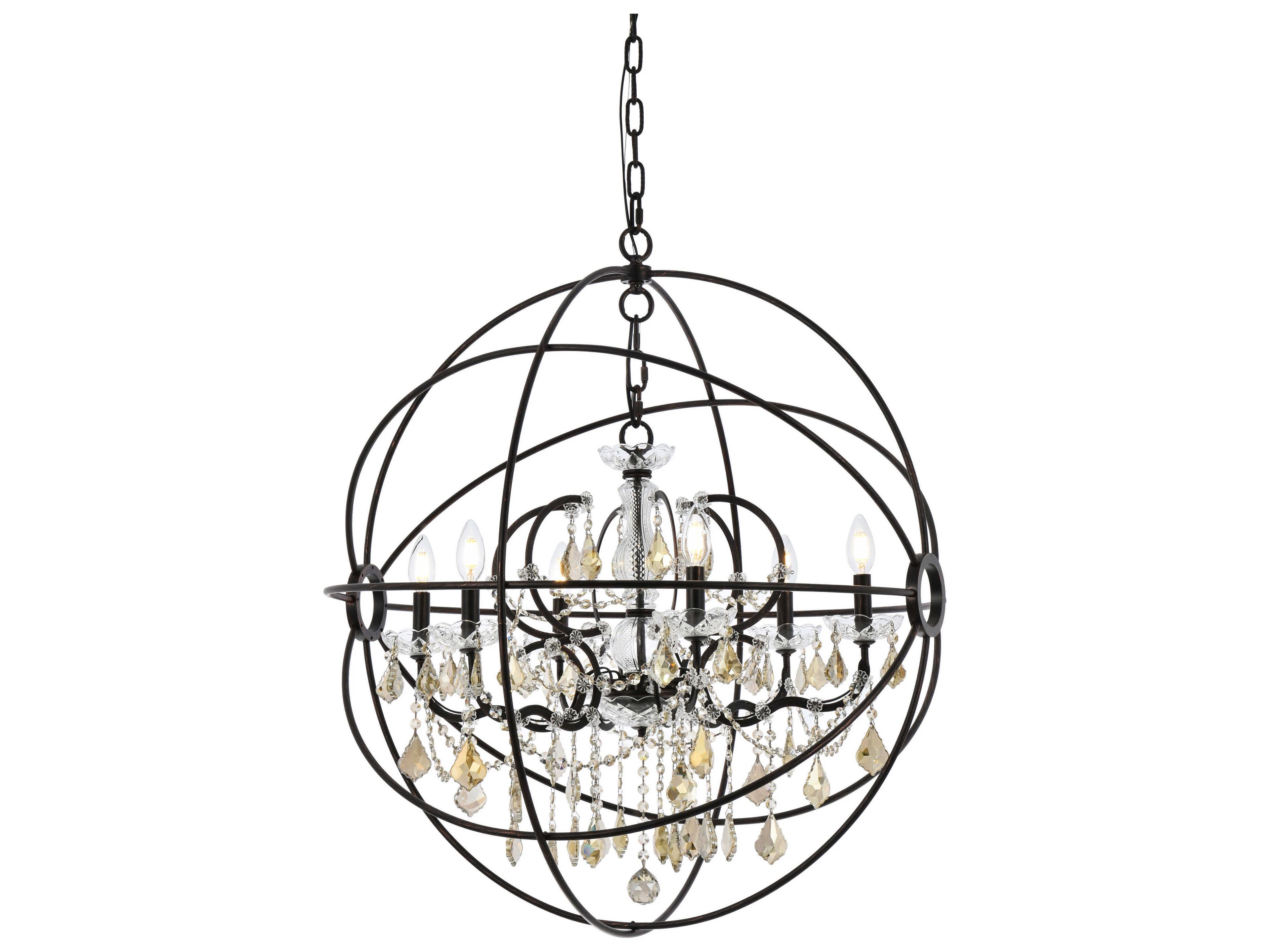 Elegant Lighting Geneva 6 -light Dark Bronze Crystal Candelabra Chandelier
