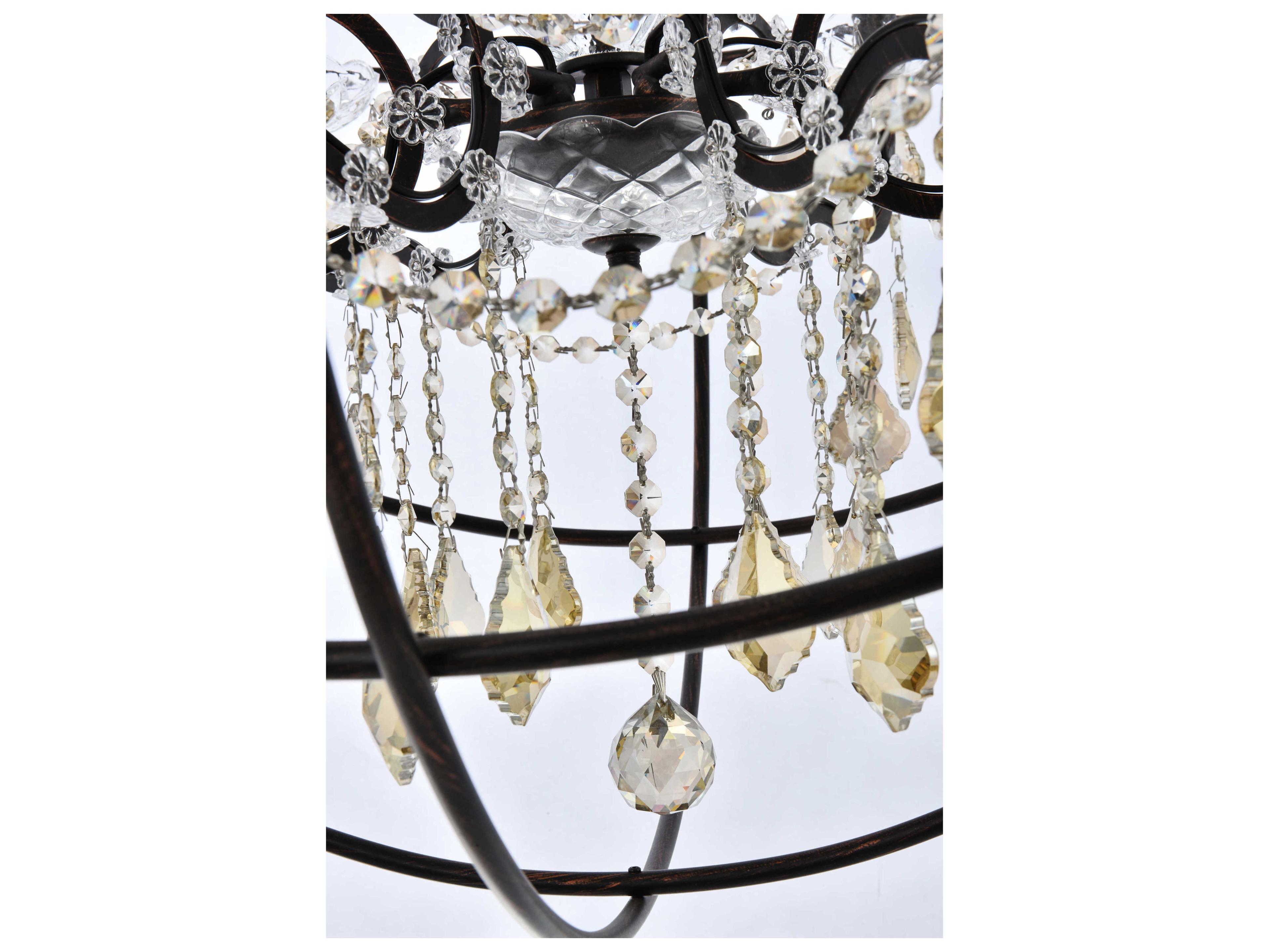 Elegant Lighting Geneva 6 -light Dark Bronze Crystal Candelabra Chandelier