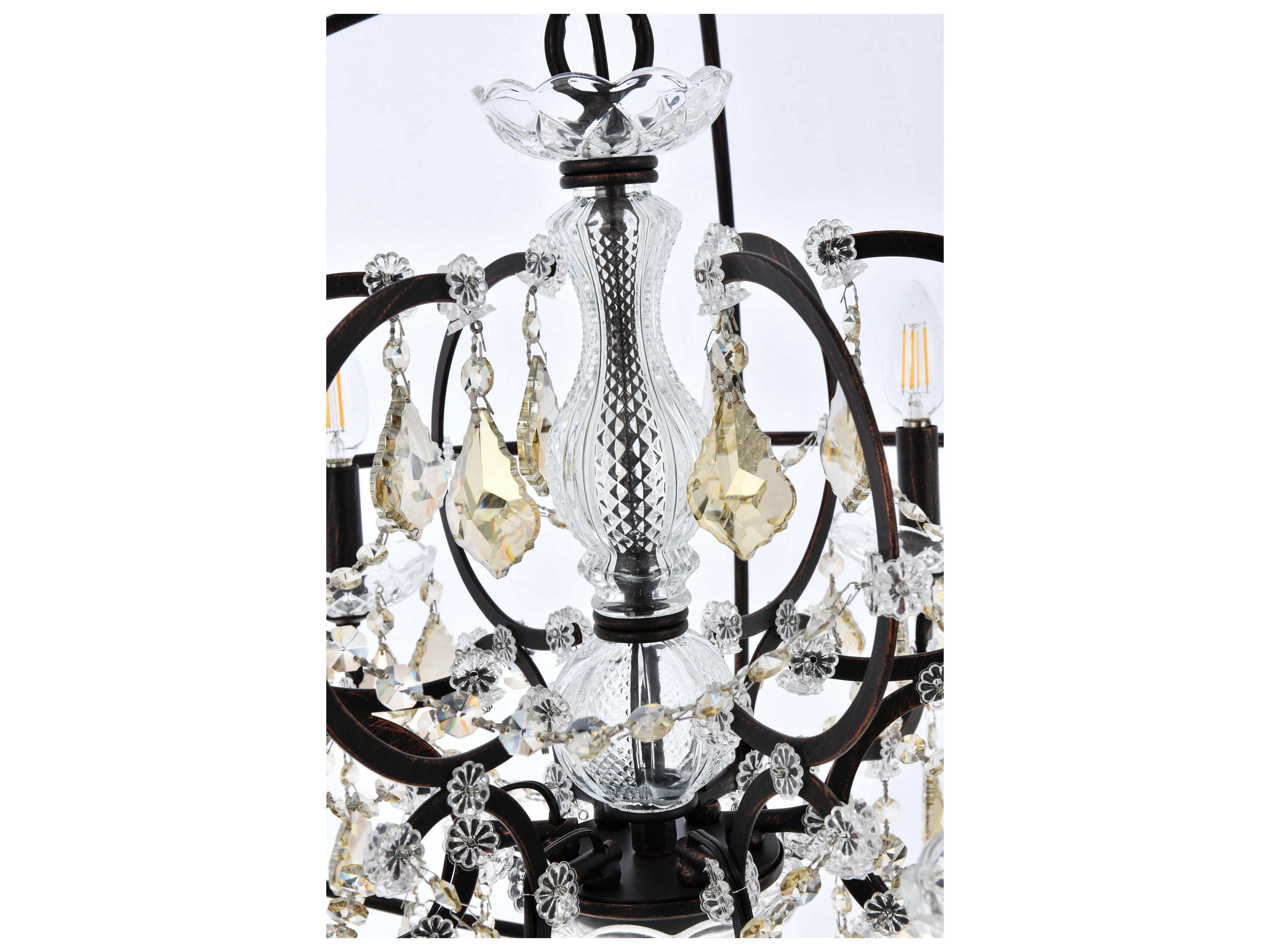 Elegant Lighting Geneva 6 -light Dark Bronze Crystal Candelabra Chandelier