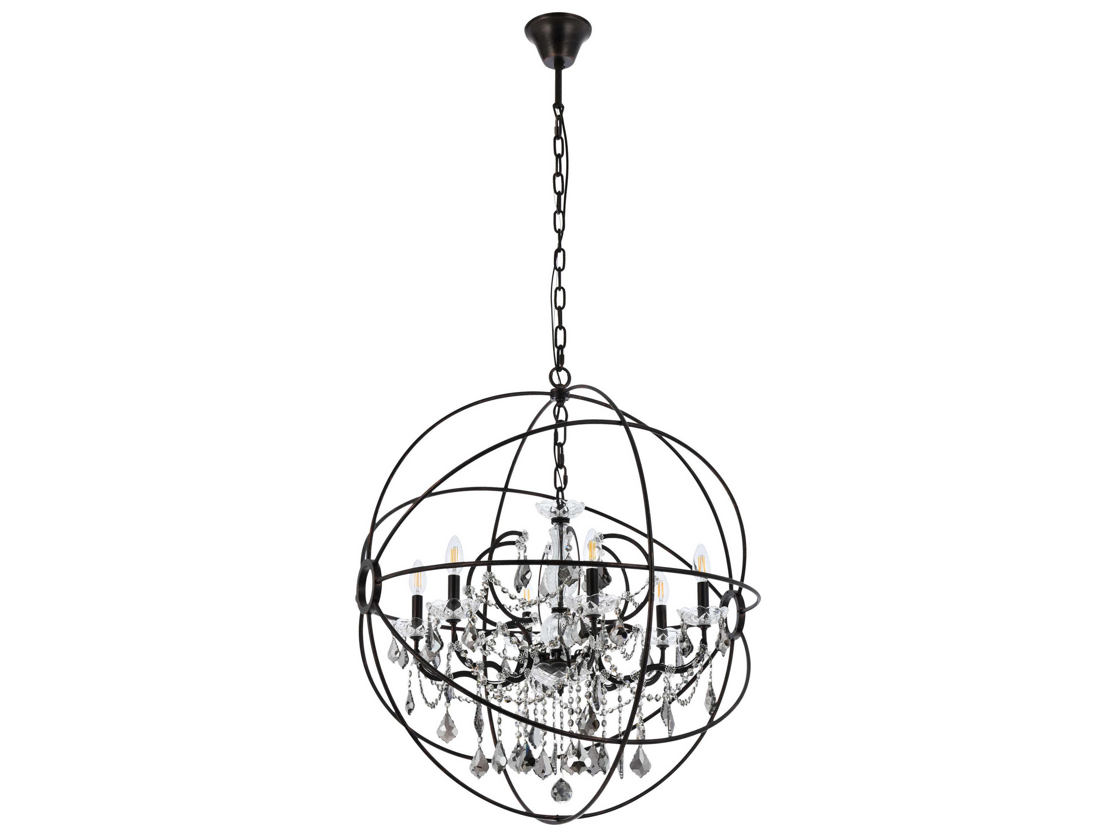 Elegant Lighting Geneva 6 -light Dark Bronze Crystal Candelabra Chandelier