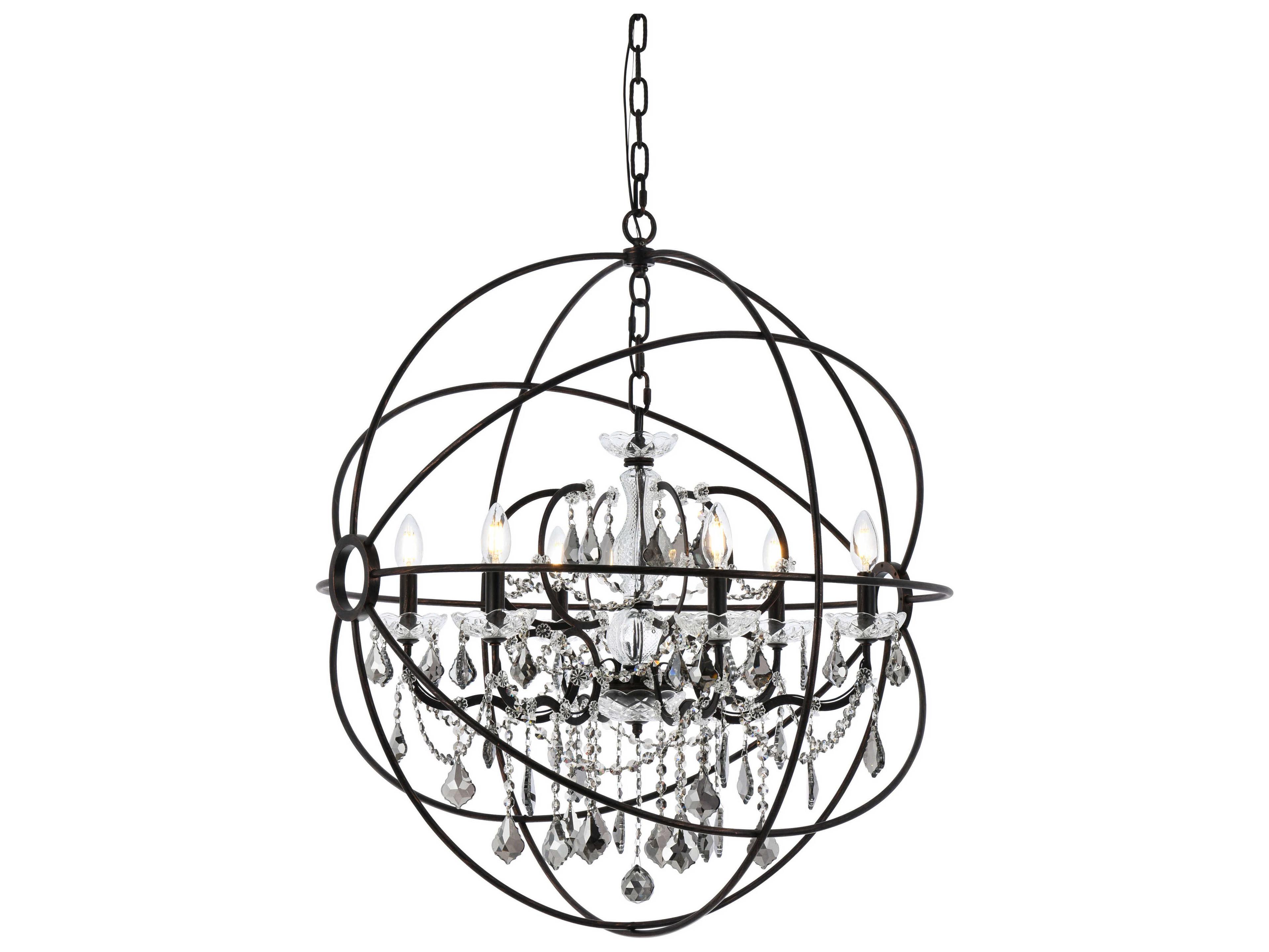 Elegant Lighting Geneva 6 -light Dark Bronze Crystal Candelabra Chandelier