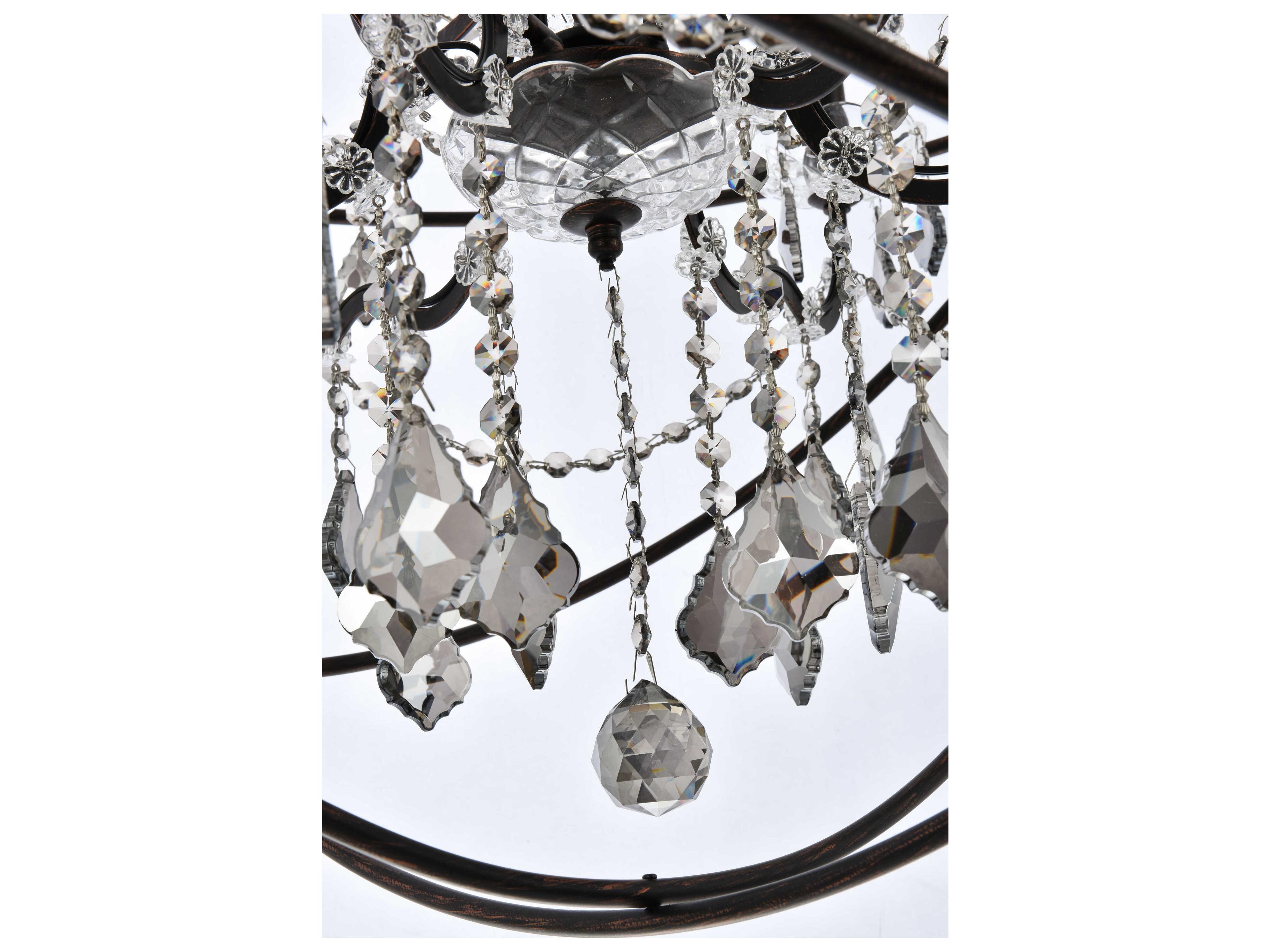 Elegant Lighting Geneva 6 -light Dark Bronze Crystal Candelabra Chandelier