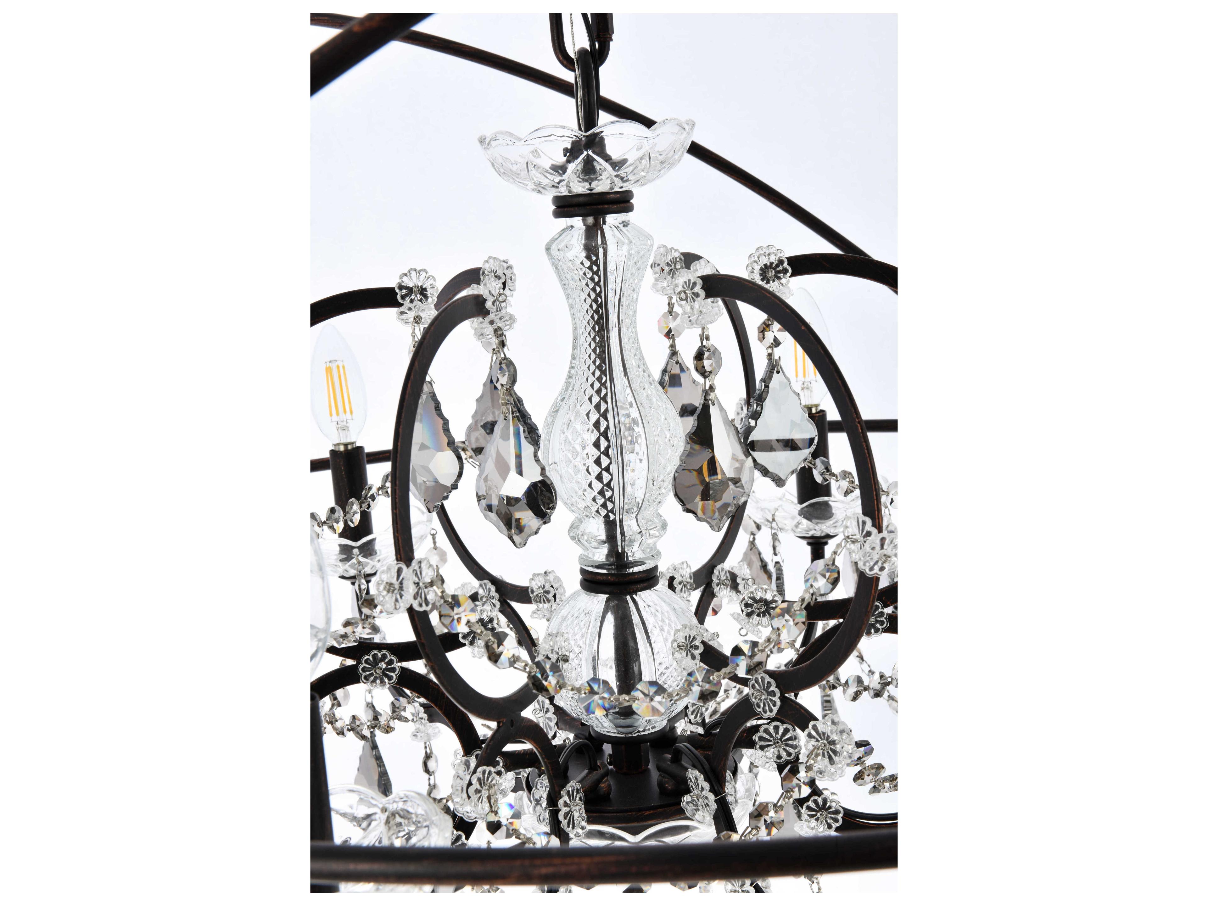 Elegant Lighting Geneva 6 -light Dark Bronze Crystal Candelabra Chandelier