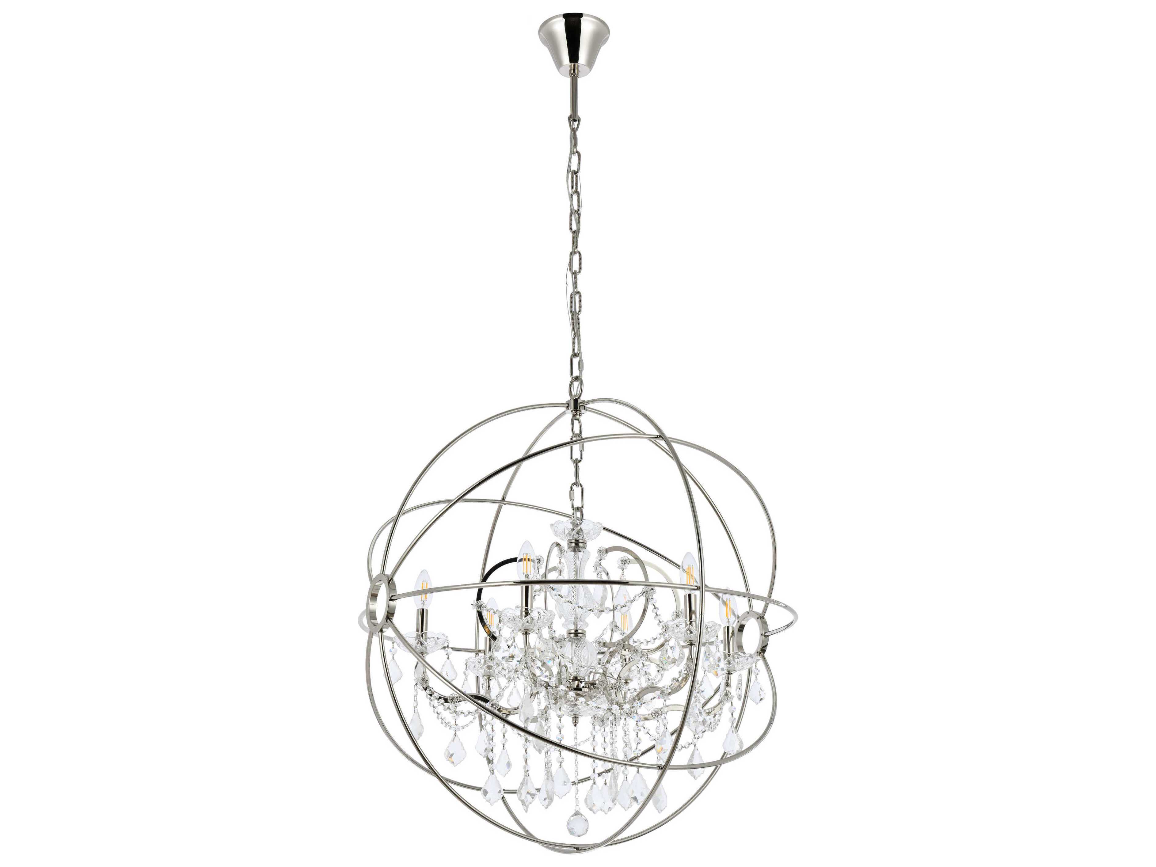 Elegant Lighting Urban 6 -light Polished Nickel Clear Crystal Candelabra Round Chandelier