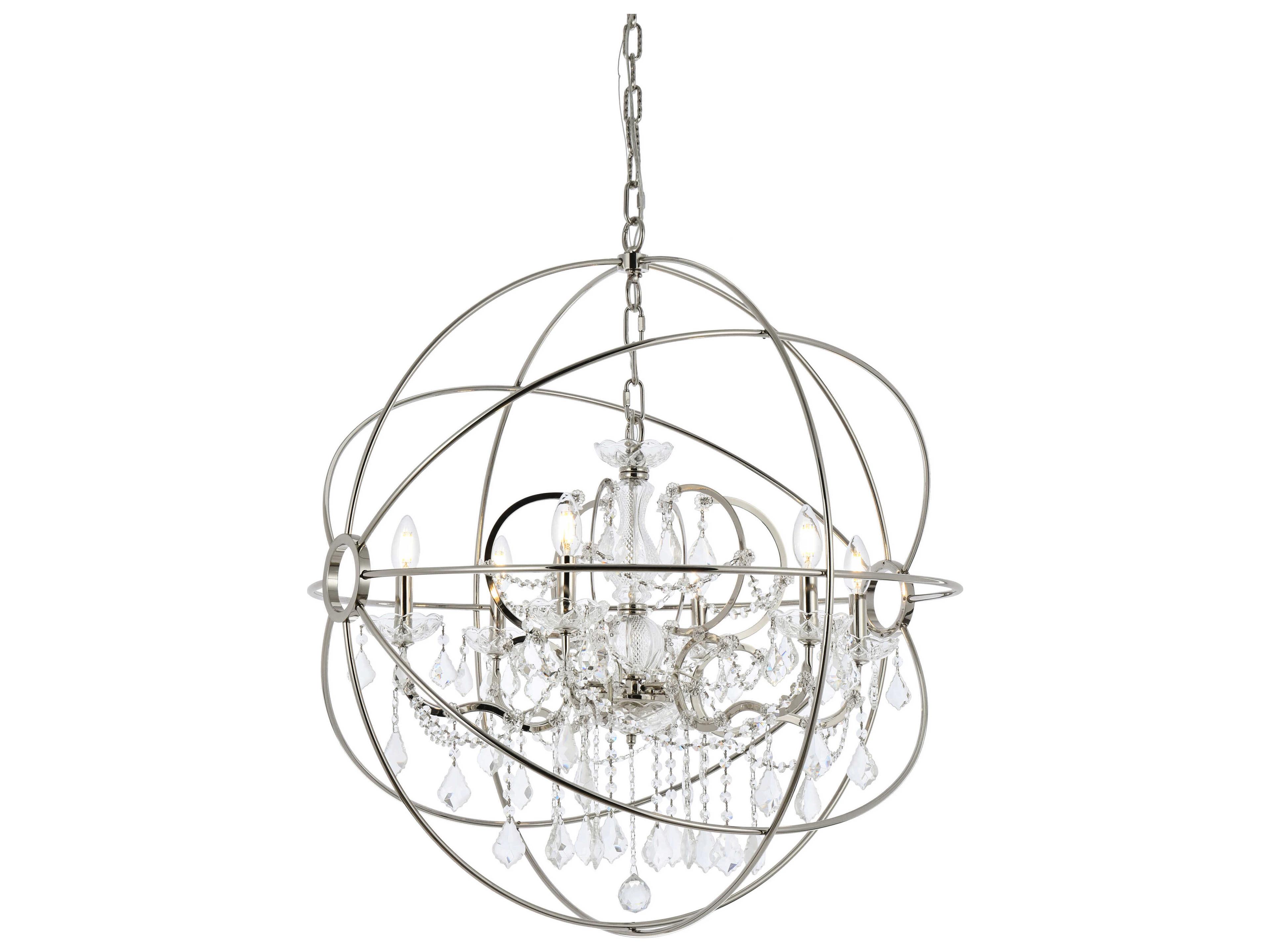 Elegant Lighting Urban 6 -light Polished Nickel Clear Crystal Candelabra Round Chandelier