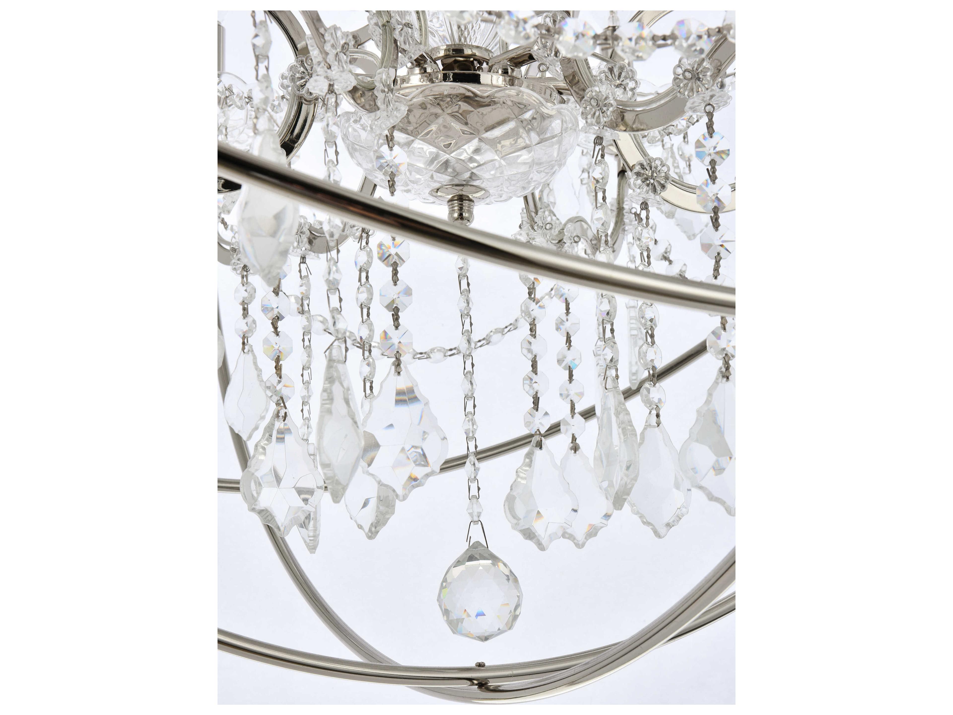 Elegant Lighting Urban 6 -light Polished Nickel Clear Crystal Candelabra Round Chandelier