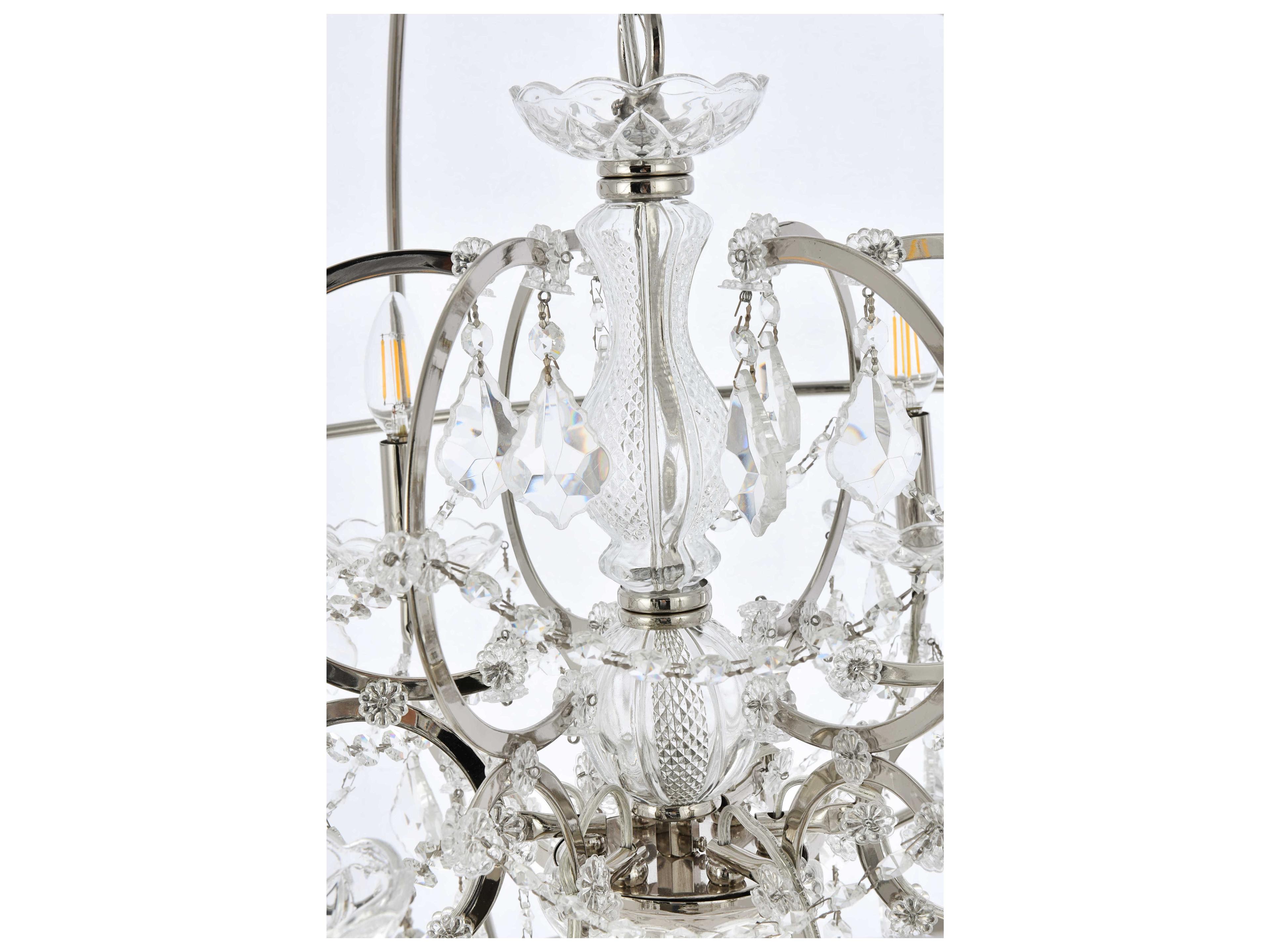 Elegant Lighting Urban 6 -light Polished Nickel Clear Crystal Candelabra Round Chandelier