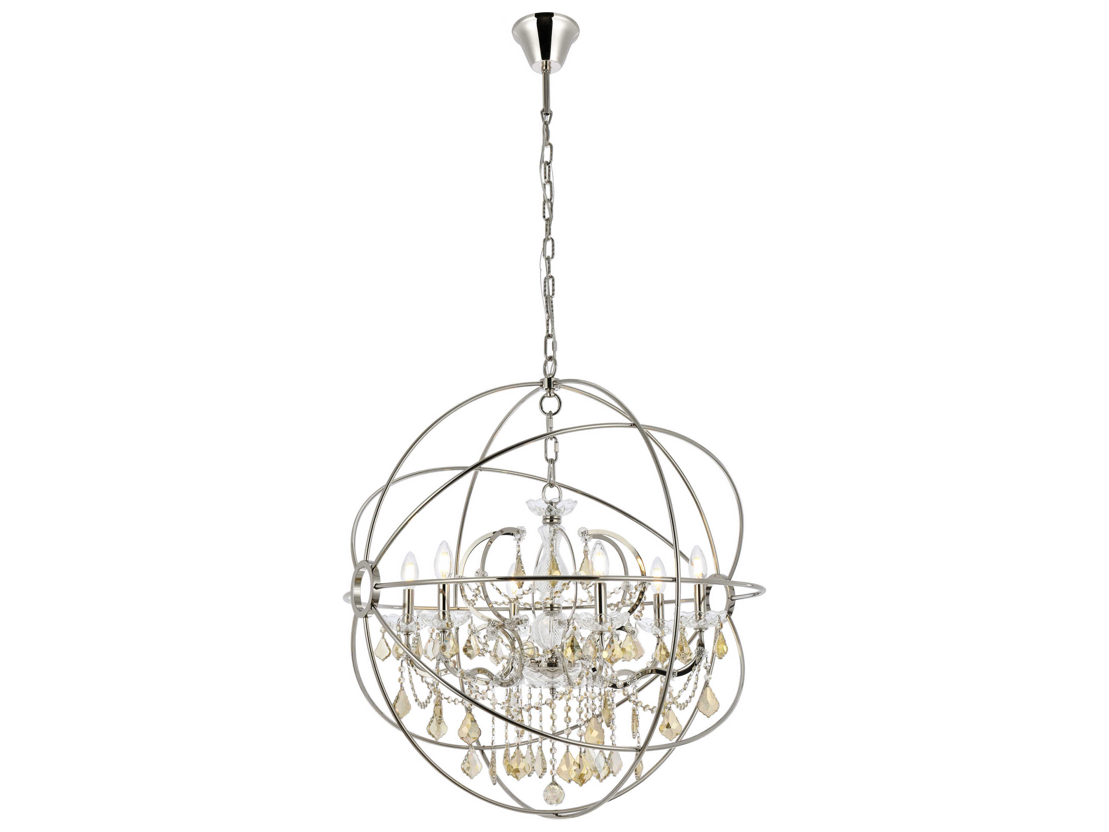 Elegant Lighting Geneva 6 -light Polished Nickel Crystal Candelabra Chandelier