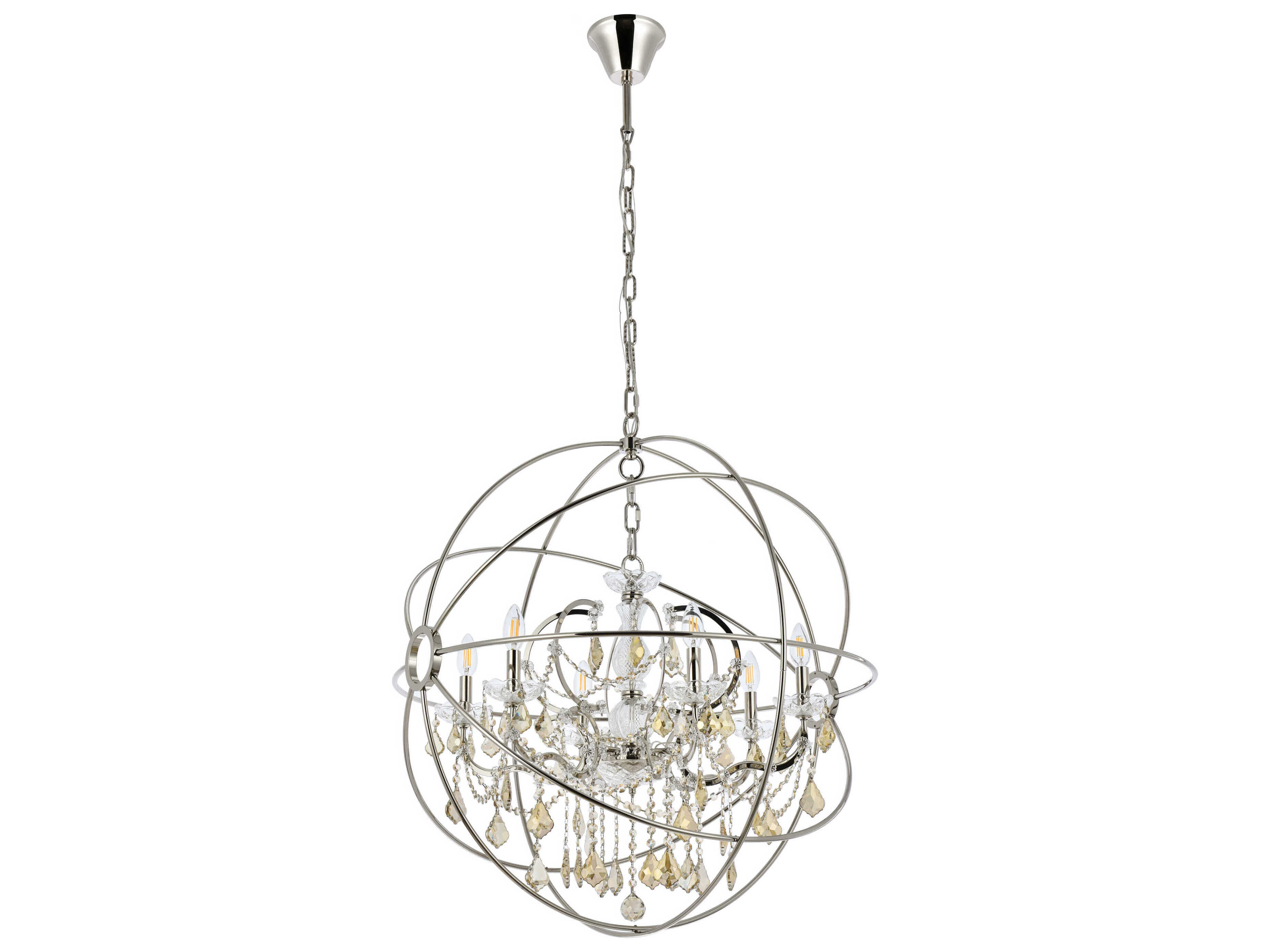 Elegant Lighting Geneva 6 -light Polished Nickel Crystal Candelabra Chandelier