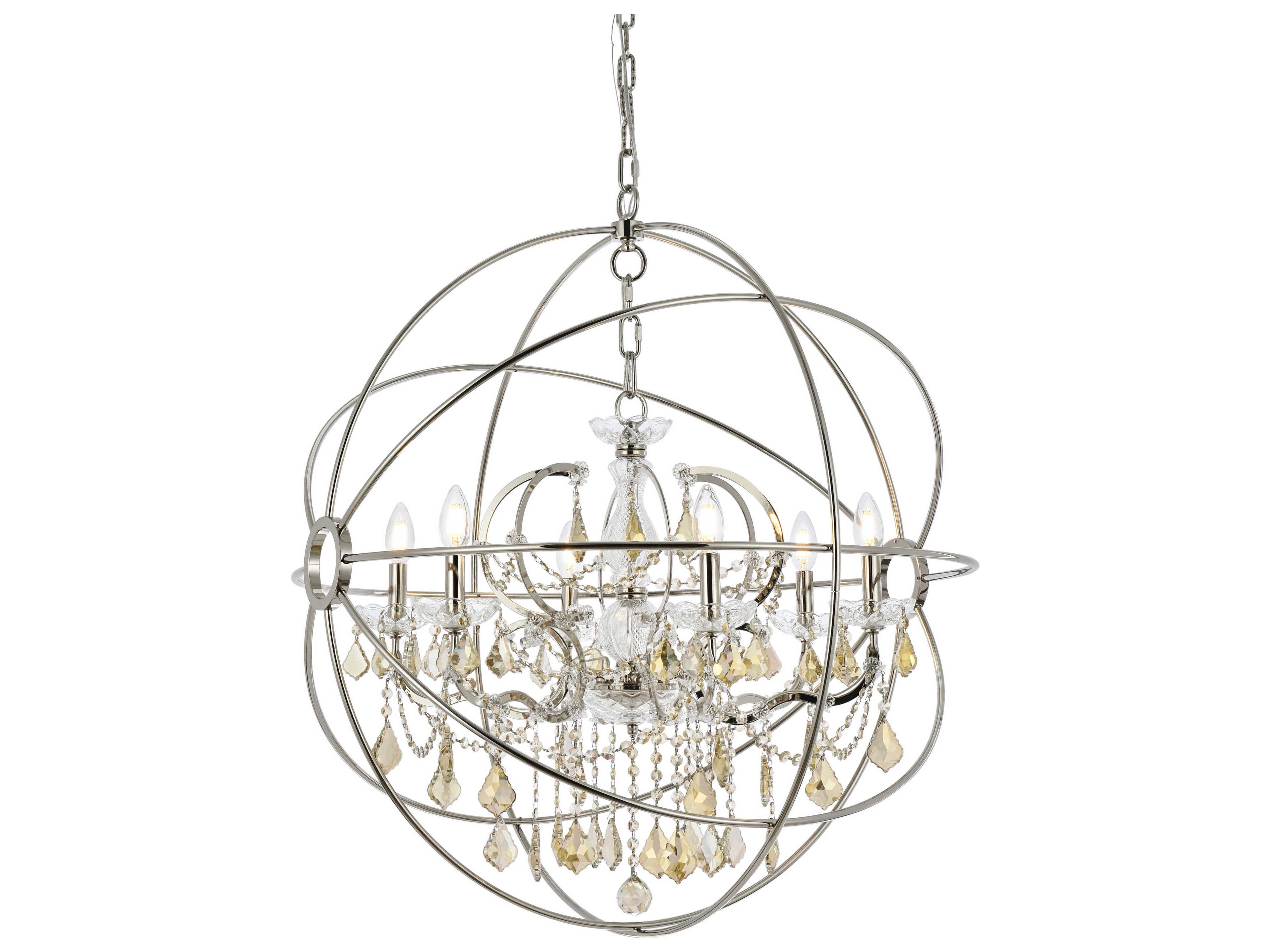 Elegant Lighting Geneva 6 -light Polished Nickel Crystal Candelabra Chandelier