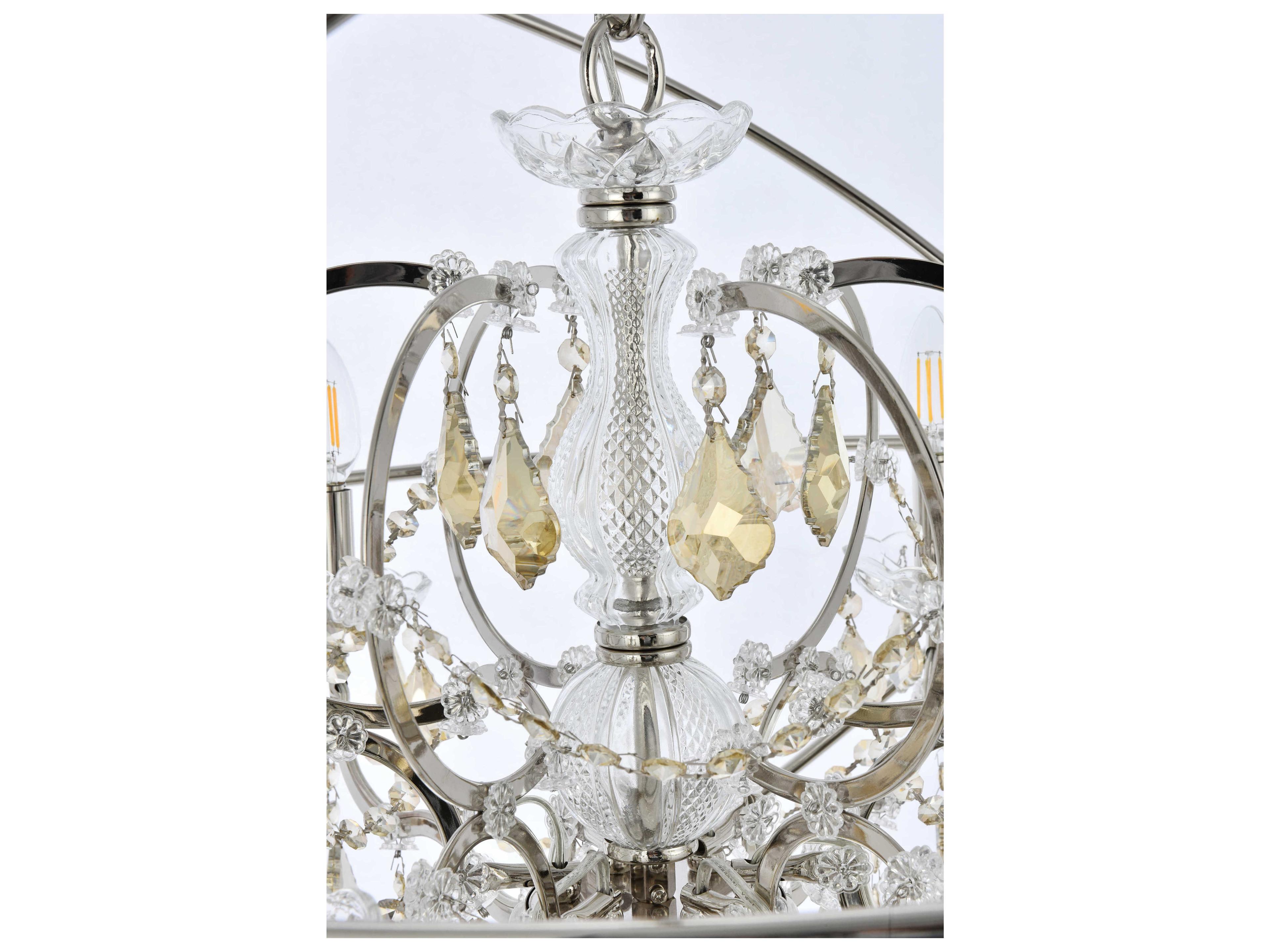 Elegant Lighting Geneva 6 -light Polished Nickel Crystal Candelabra Chandelier