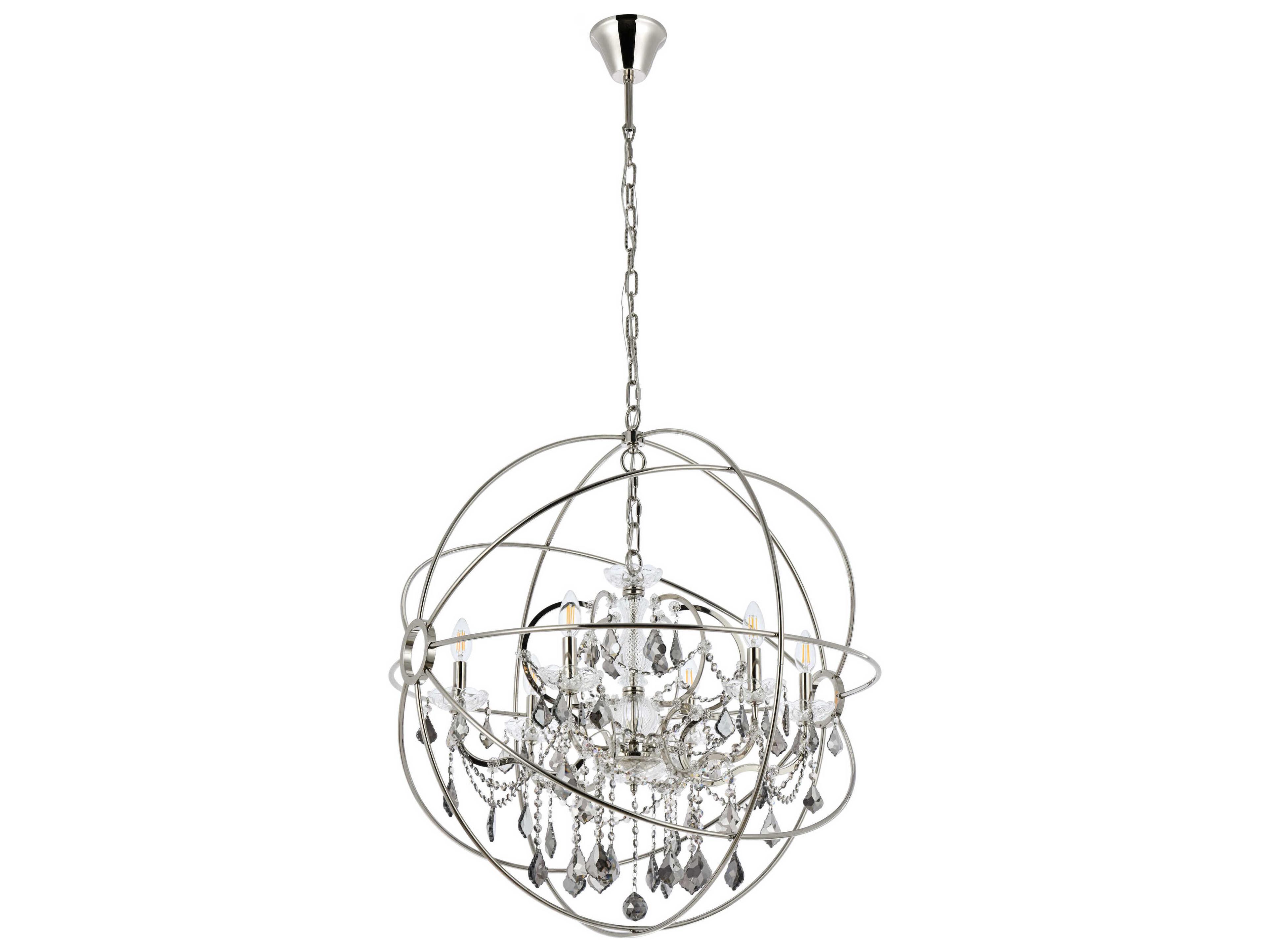Elegant Lighting Geneva 6 -light Polished Nickel Crystal Candelabra Chandelier