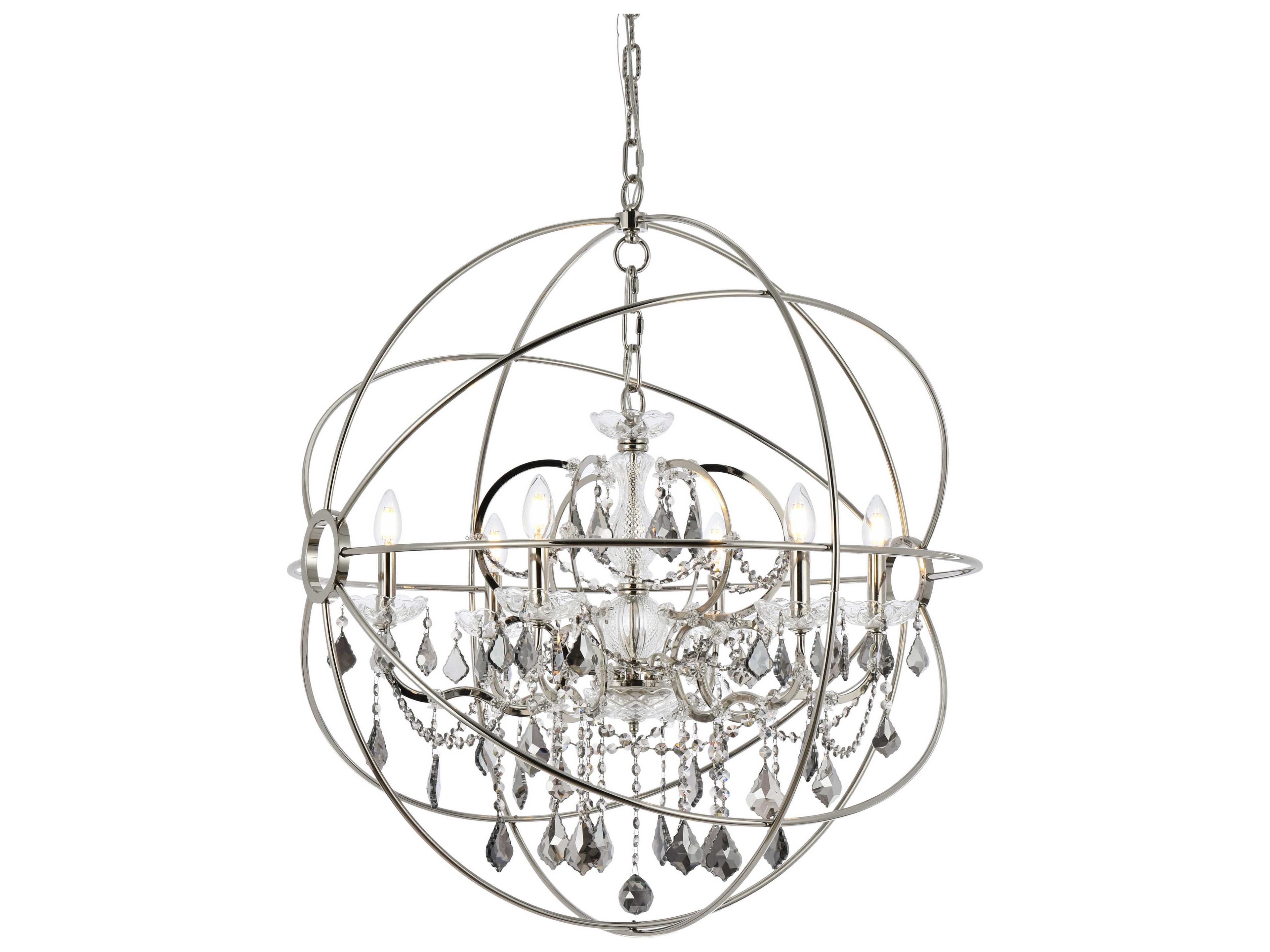 Elegant Lighting Geneva 6 -light Polished Nickel Crystal Candelabra Chandelier