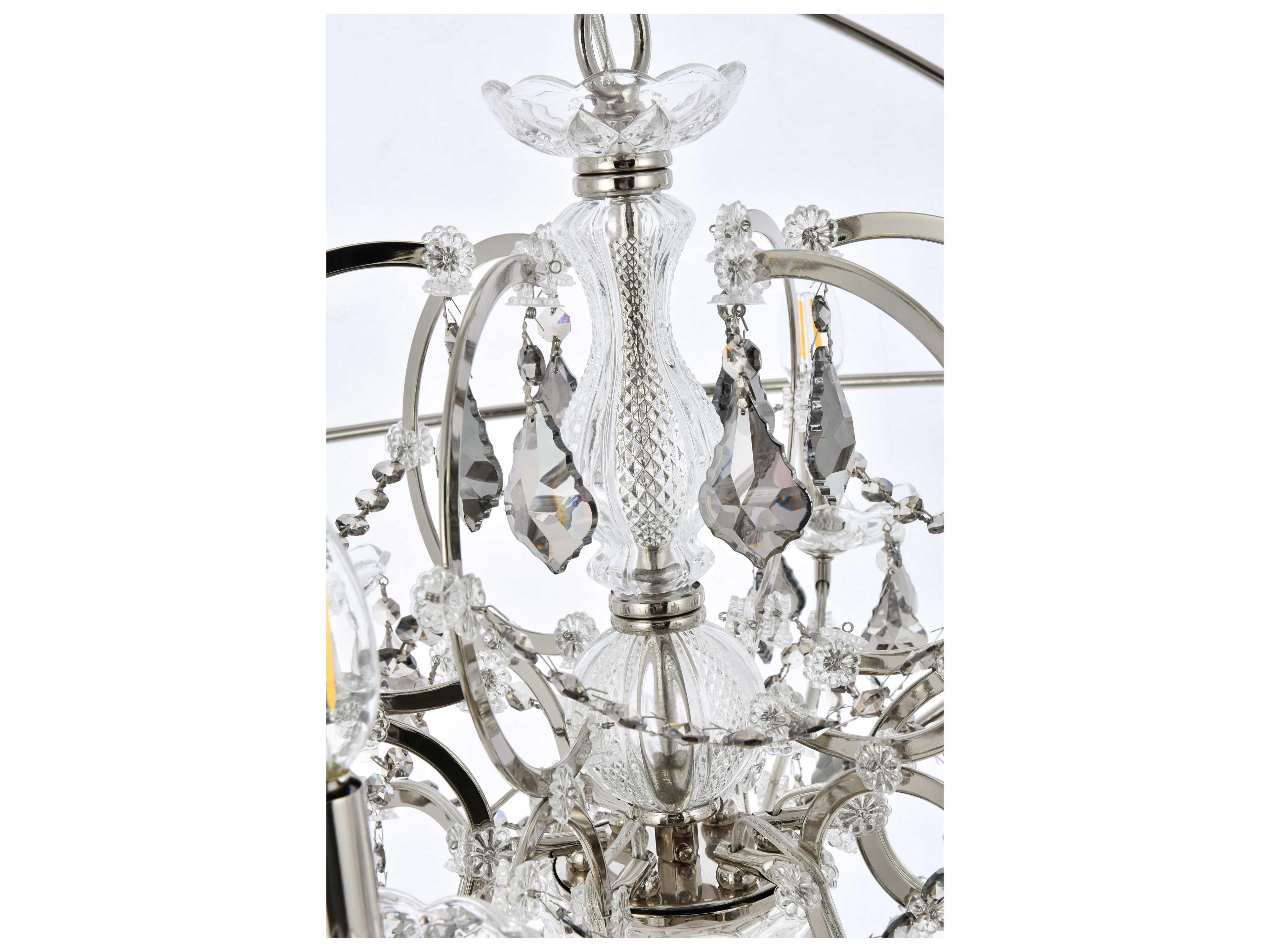 Elegant Lighting Geneva 6 -light Polished Nickel Crystal Candelabra Chandelier