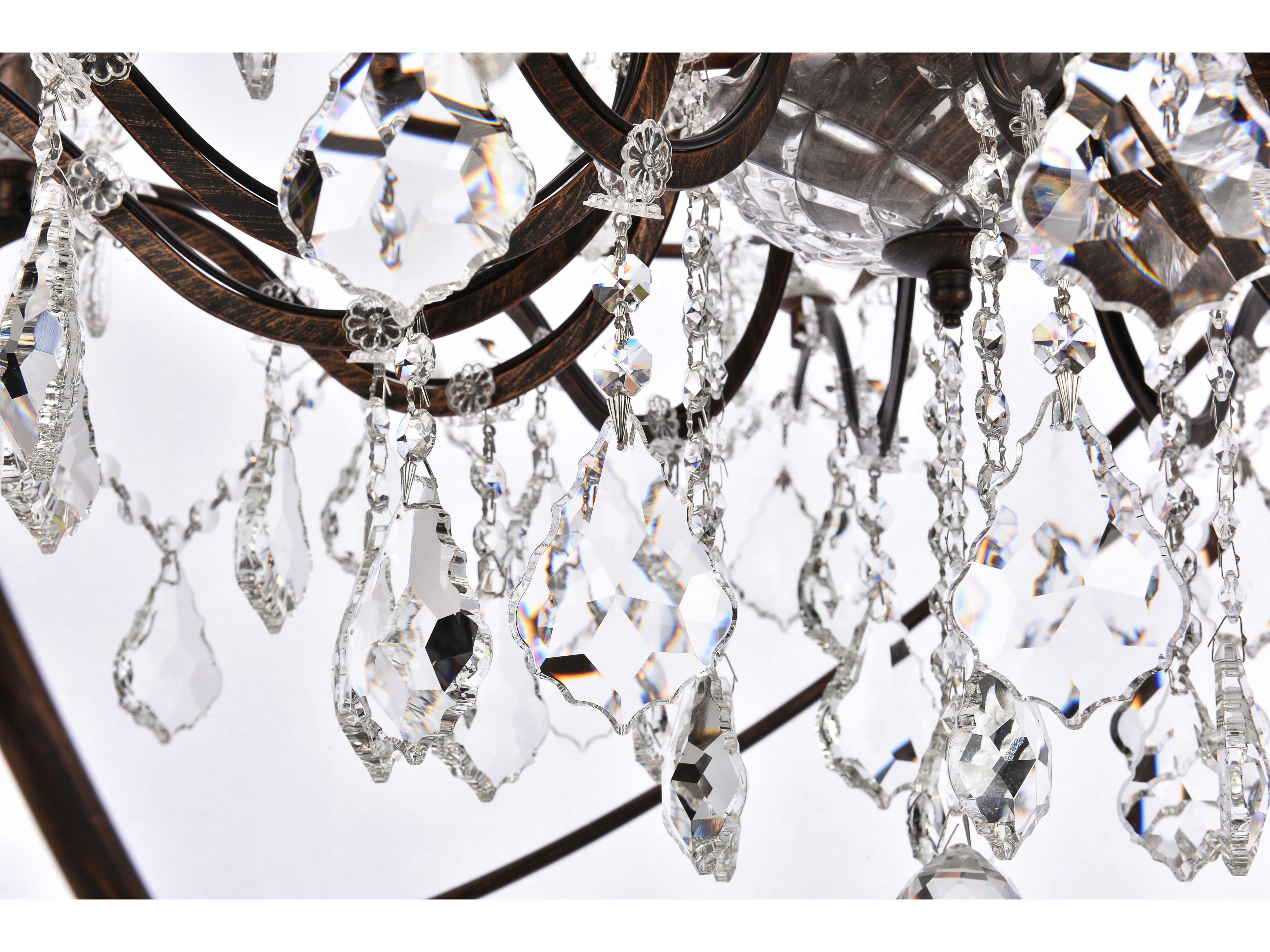 Elegant Lighting Geneva 18-Light Dark Bronze Crystal Candelabra Chandelier