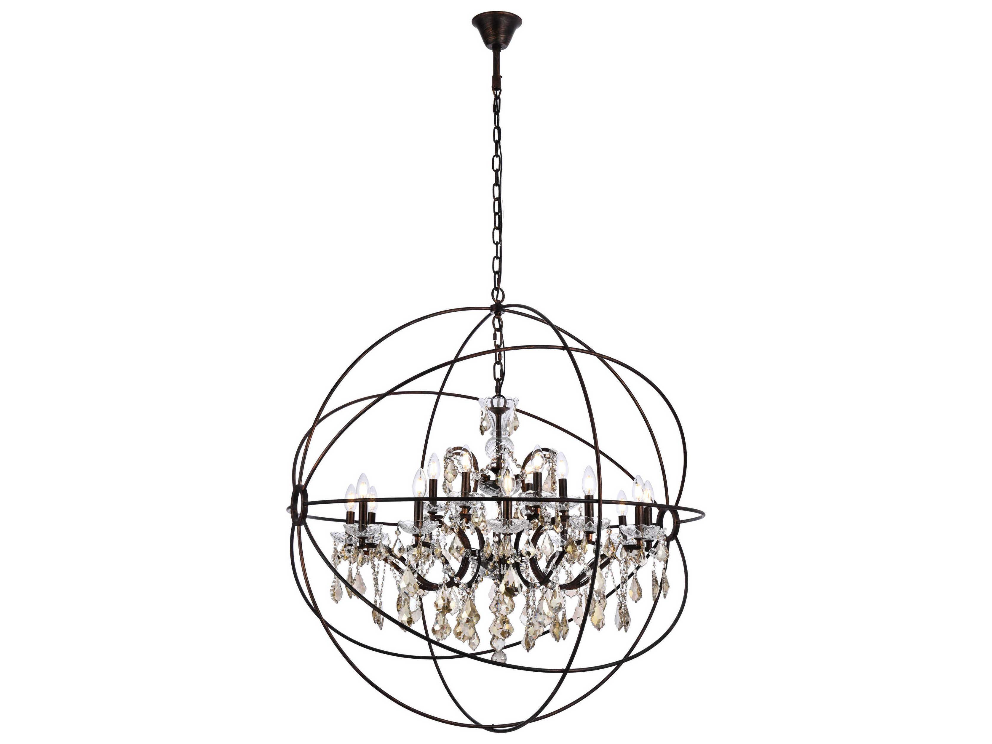 Elegant Lighting Geneva 18-Light Dark Bronze Crystal Candelabra Chandelier