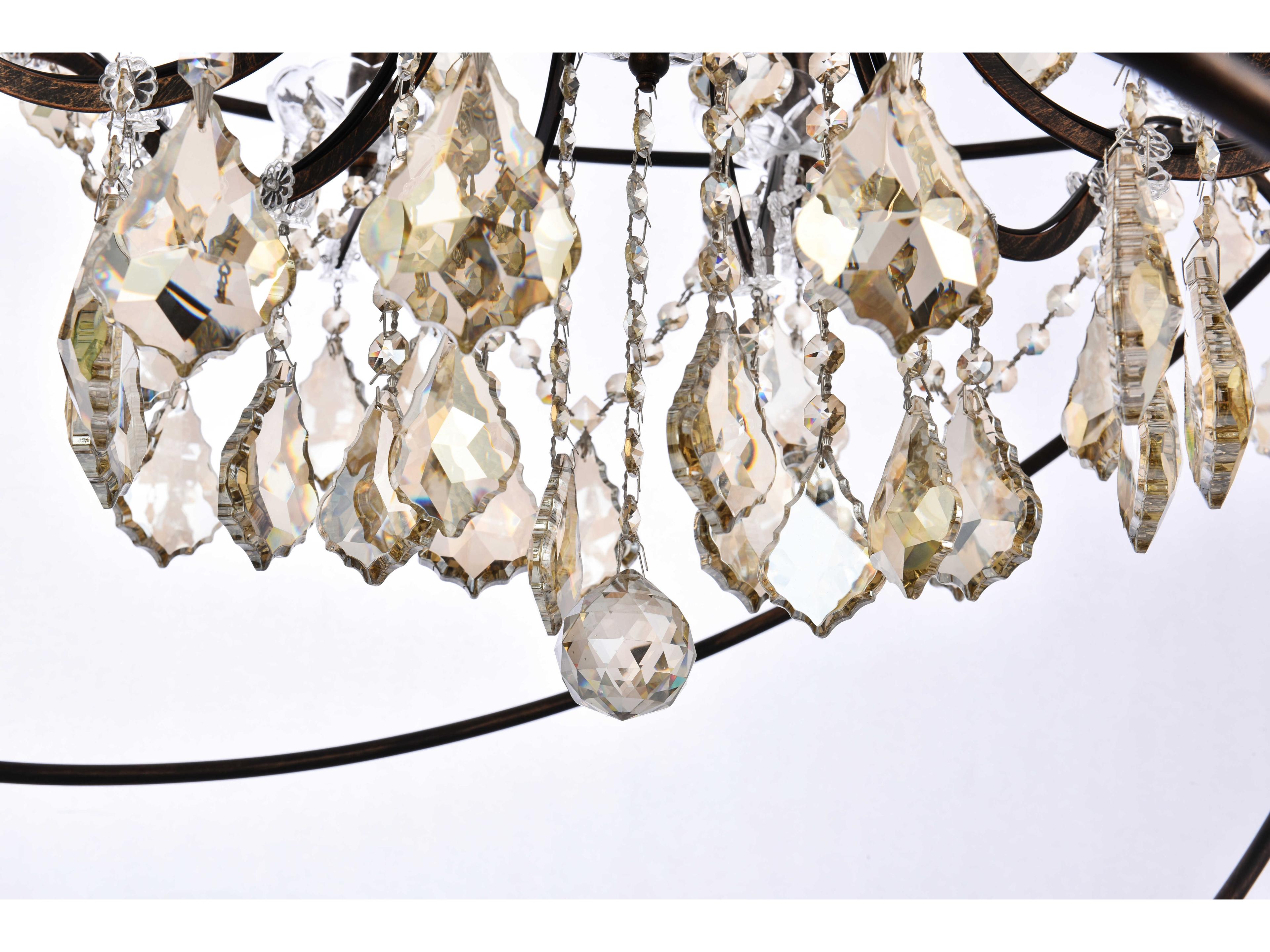 Elegant Lighting Geneva 18-Light Dark Bronze Crystal Candelabra Chandelier