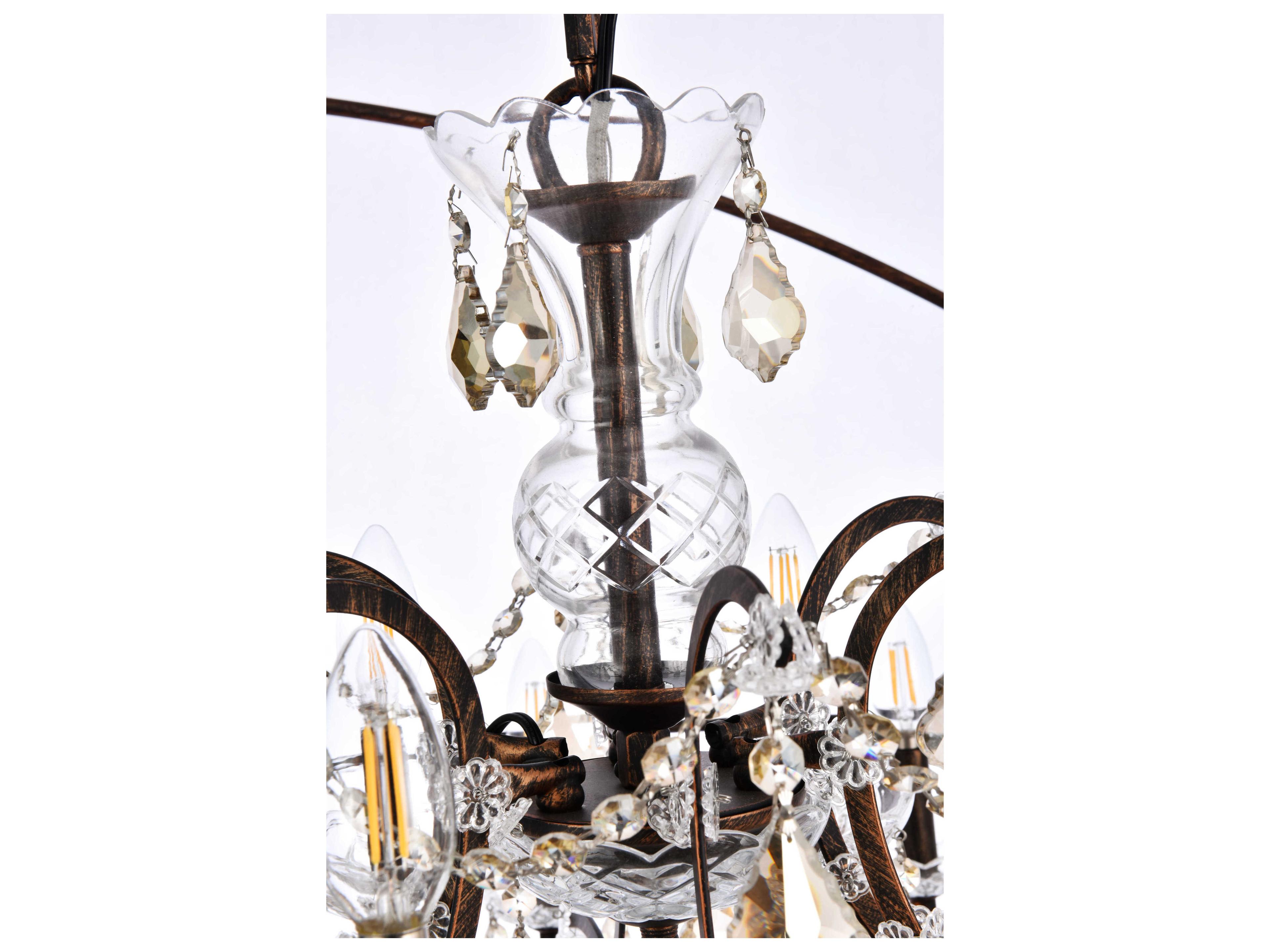 Elegant Lighting Geneva 18-Light Dark Bronze Crystal Candelabra Chandelier