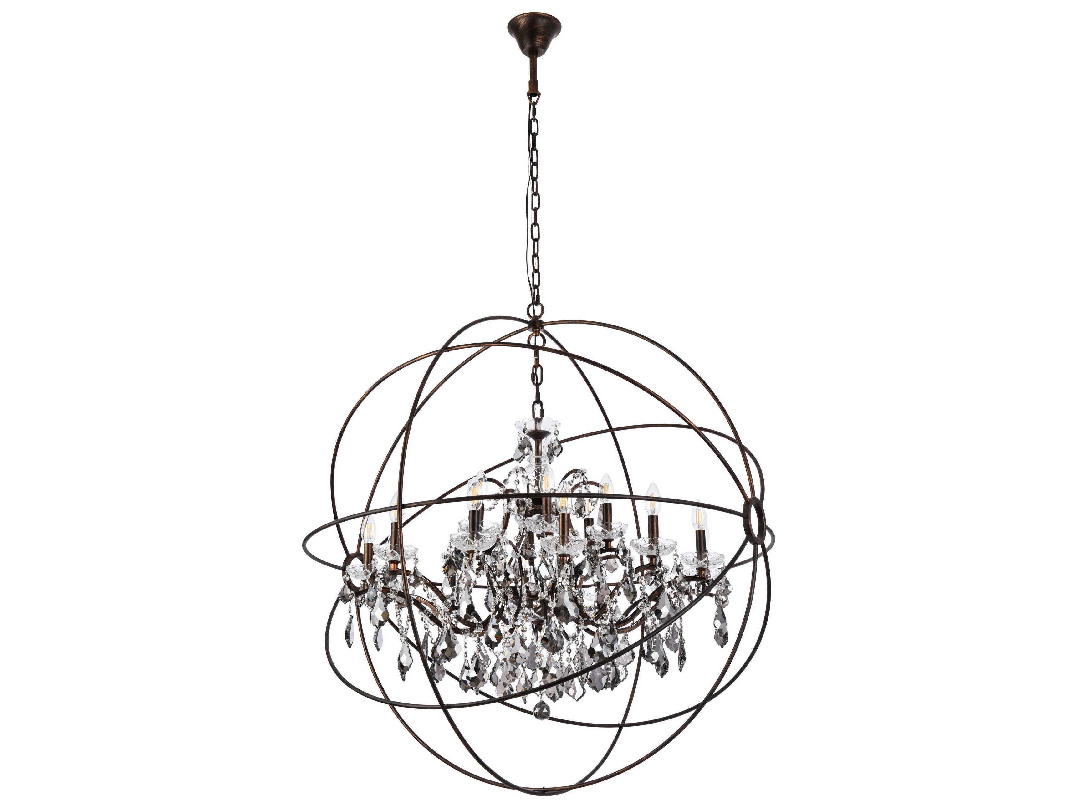 Elegant Lighting Geneva 18-Light Dark Bronze Crystal Candelabra Chandelier