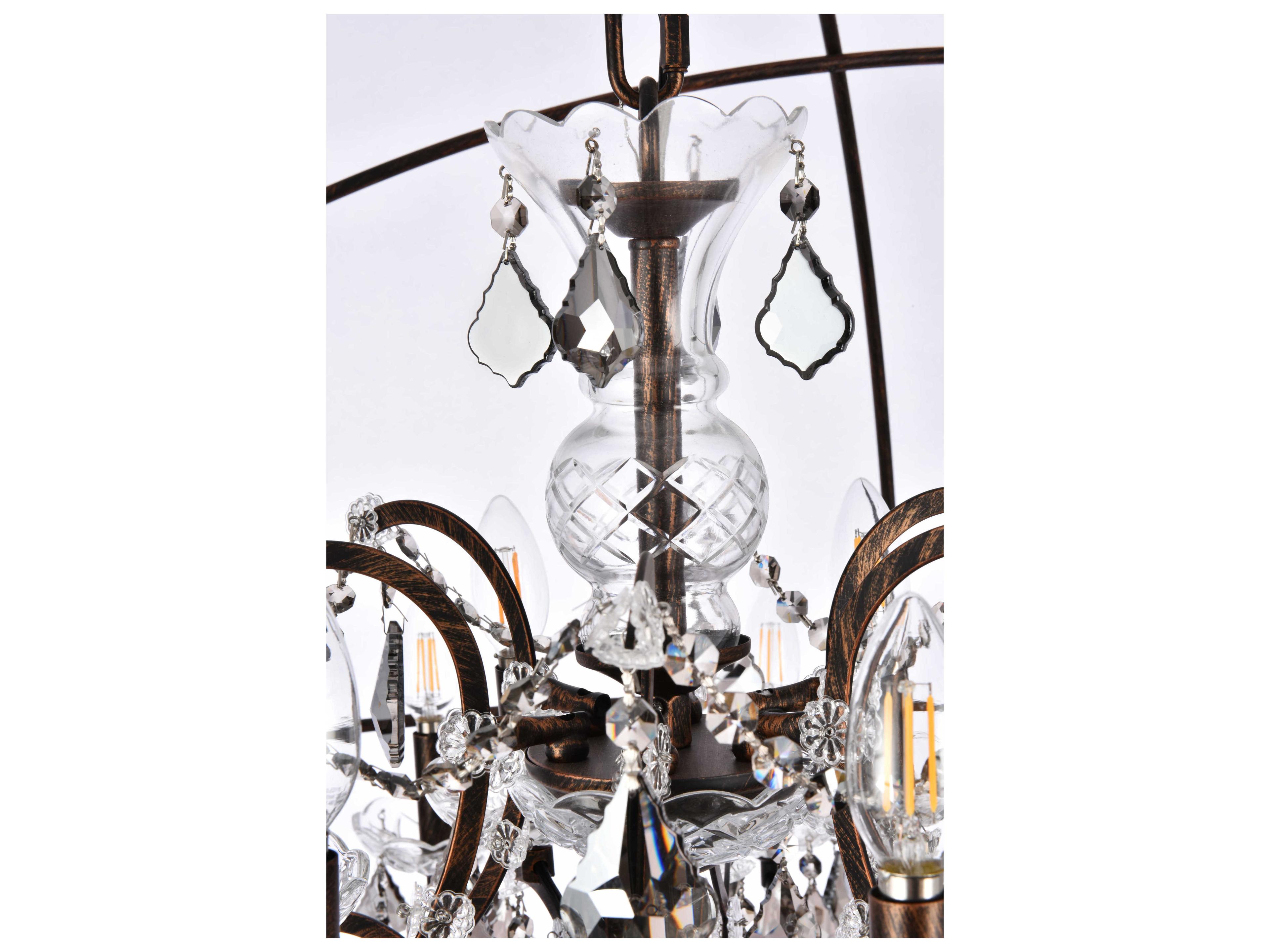 Elegant Lighting Geneva 18-Light Dark Bronze Crystal Candelabra Chandelier