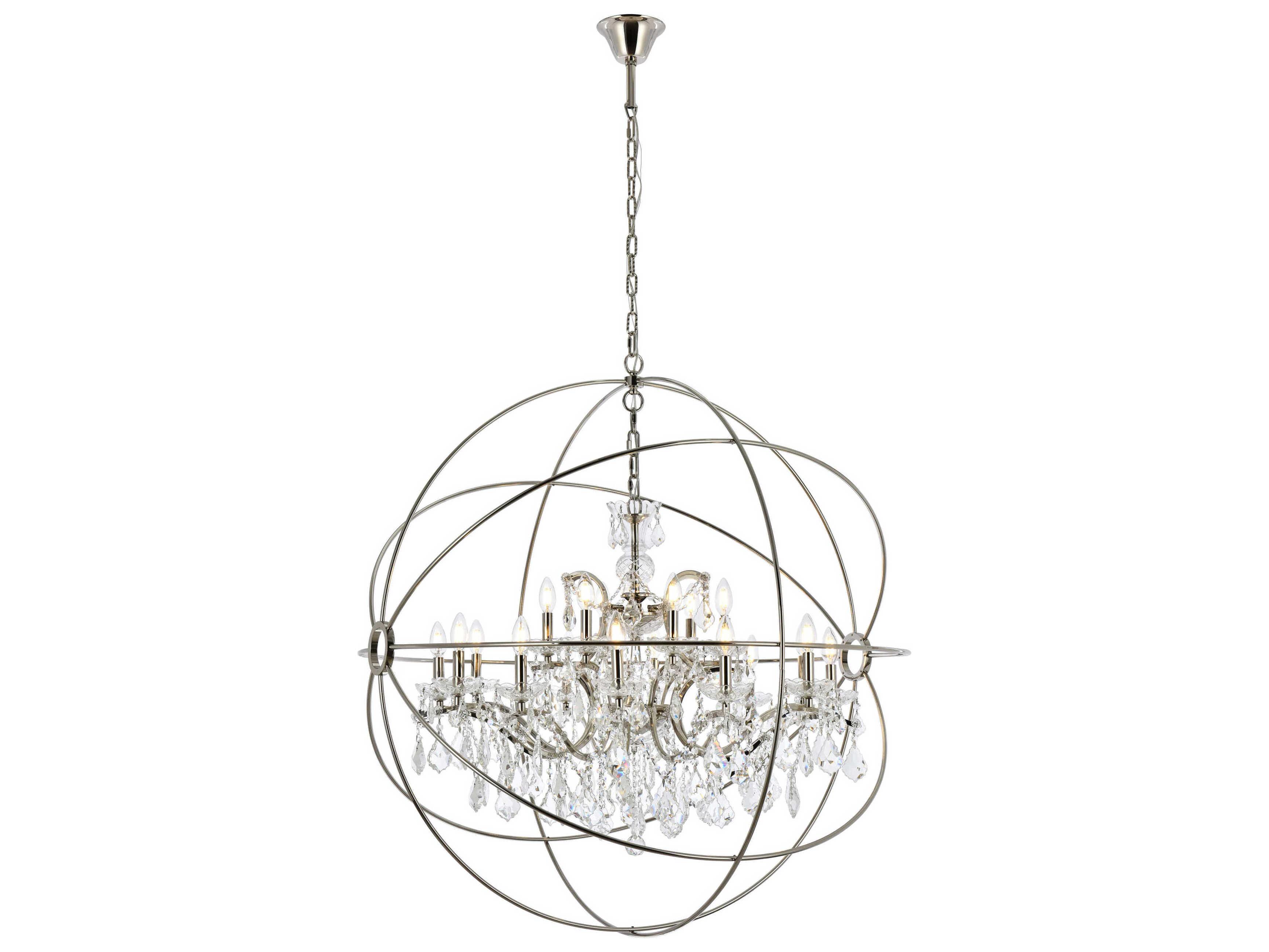 Elegant Lighting Urban 18-Light Polished Nickel Clear Crystal Candelabra Round Tiered Chandelier