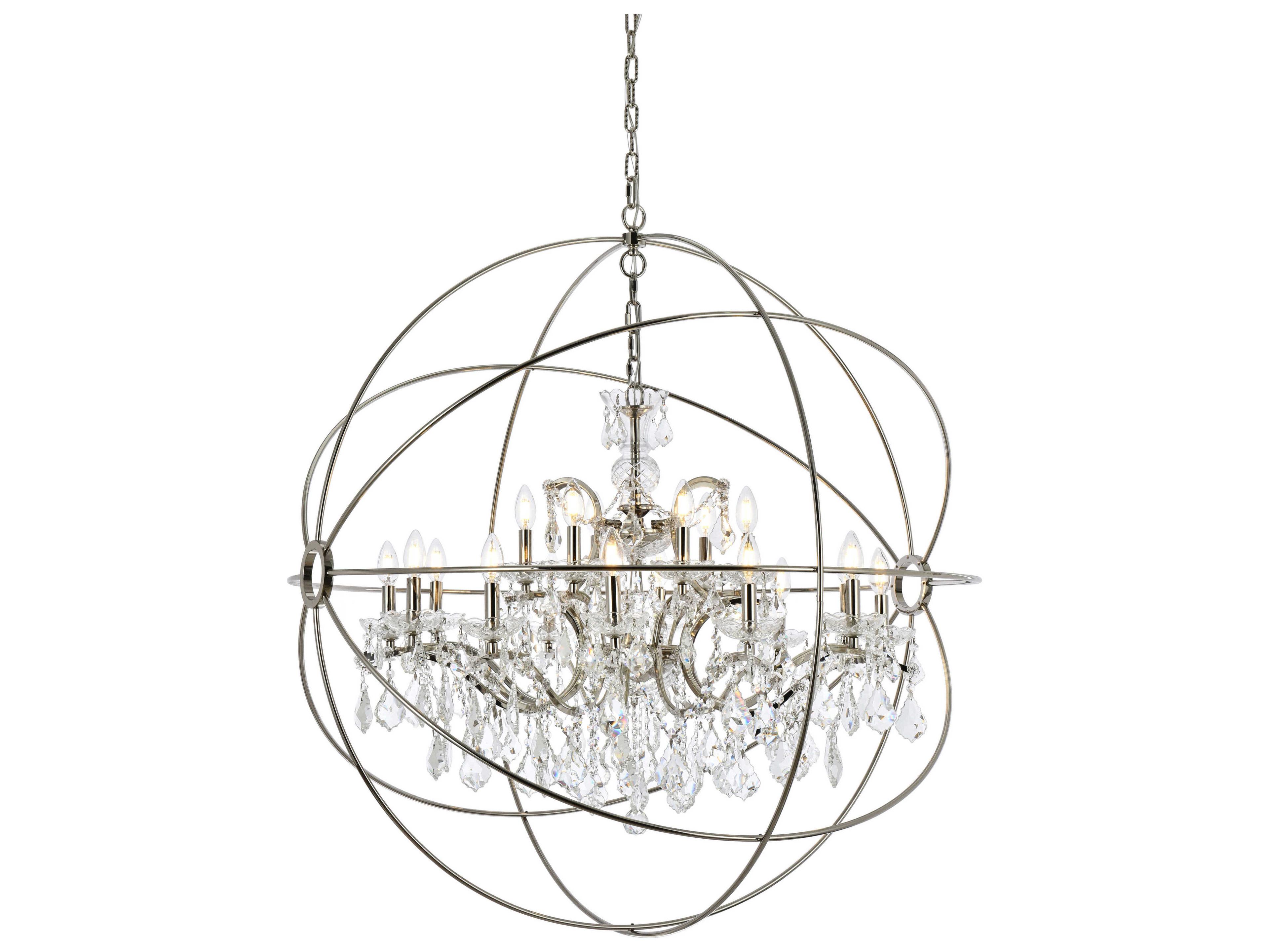 Elegant Lighting Urban 18-Light Polished Nickel Clear Crystal Candelabra Round Tiered Chandelier