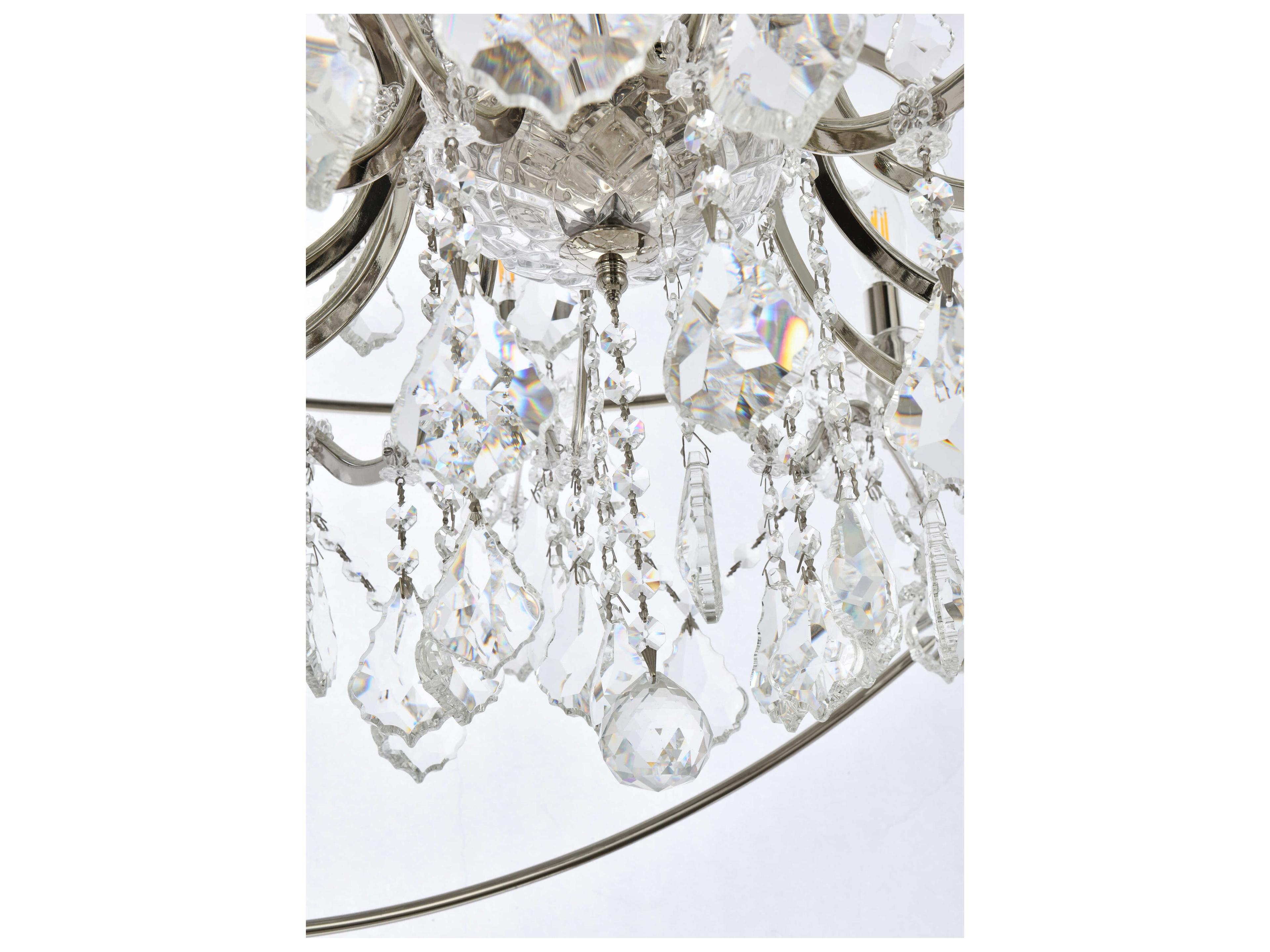 Elegant Lighting Urban 18-Light Polished Nickel Clear Crystal Candelabra Round Tiered Chandelier