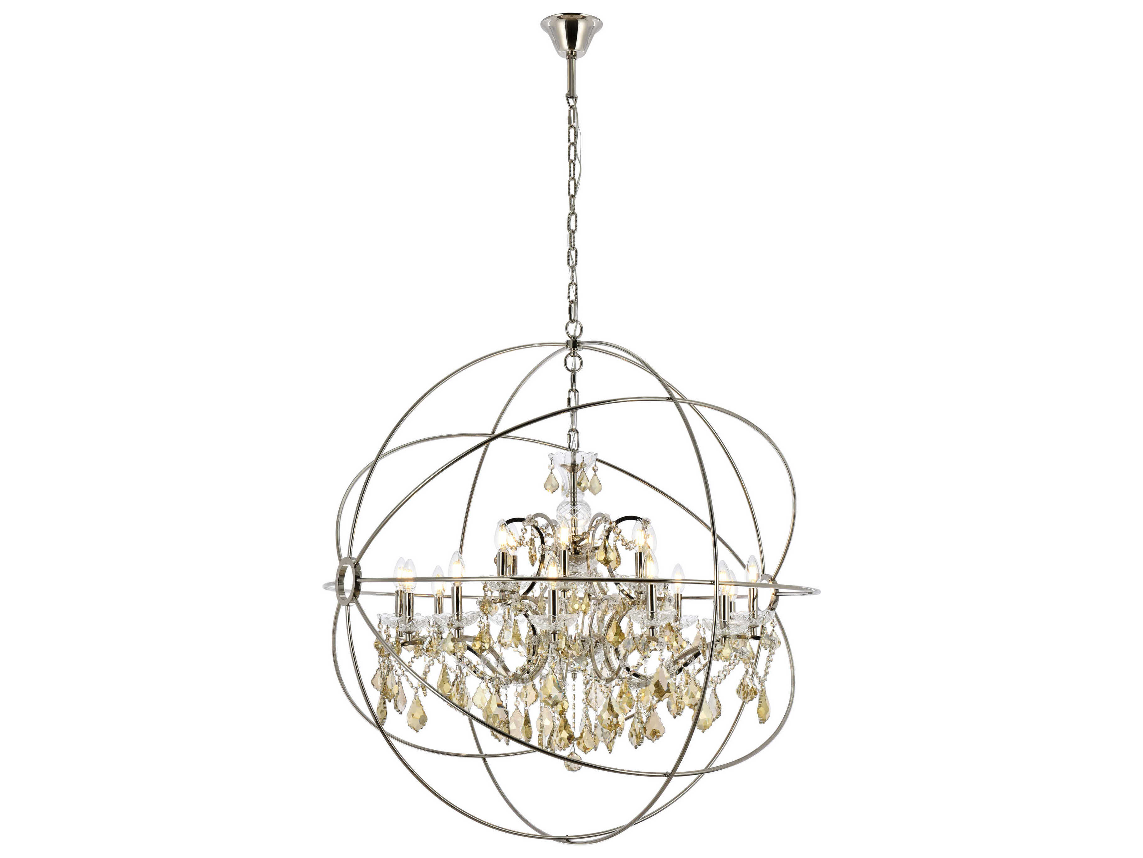 Elegant Lighting Geneva 18-Light Polished Nickel Crystal Candelabra Chandelier