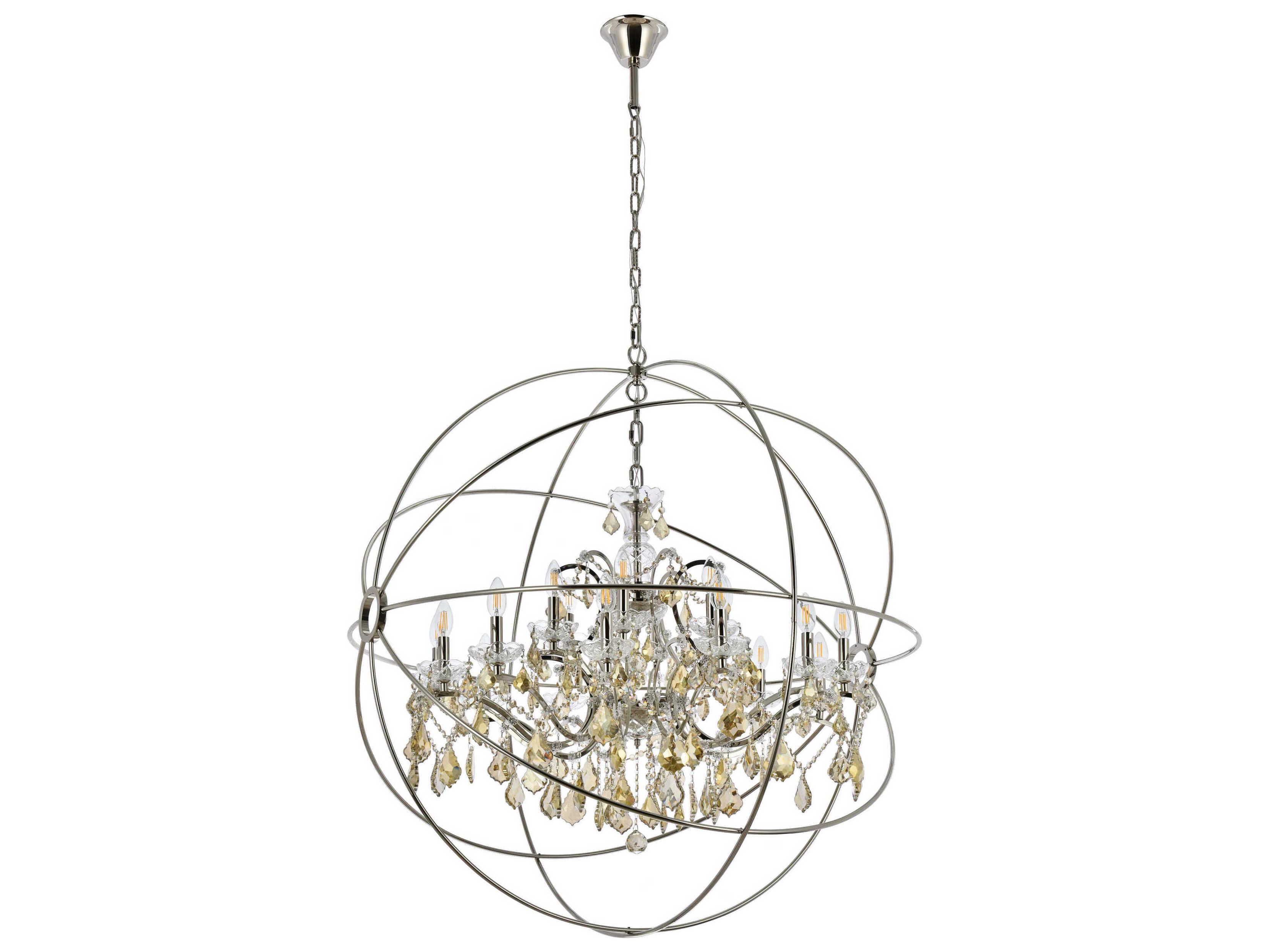 Elegant Lighting Geneva 18-Light Polished Nickel Crystal Candelabra Chandelier