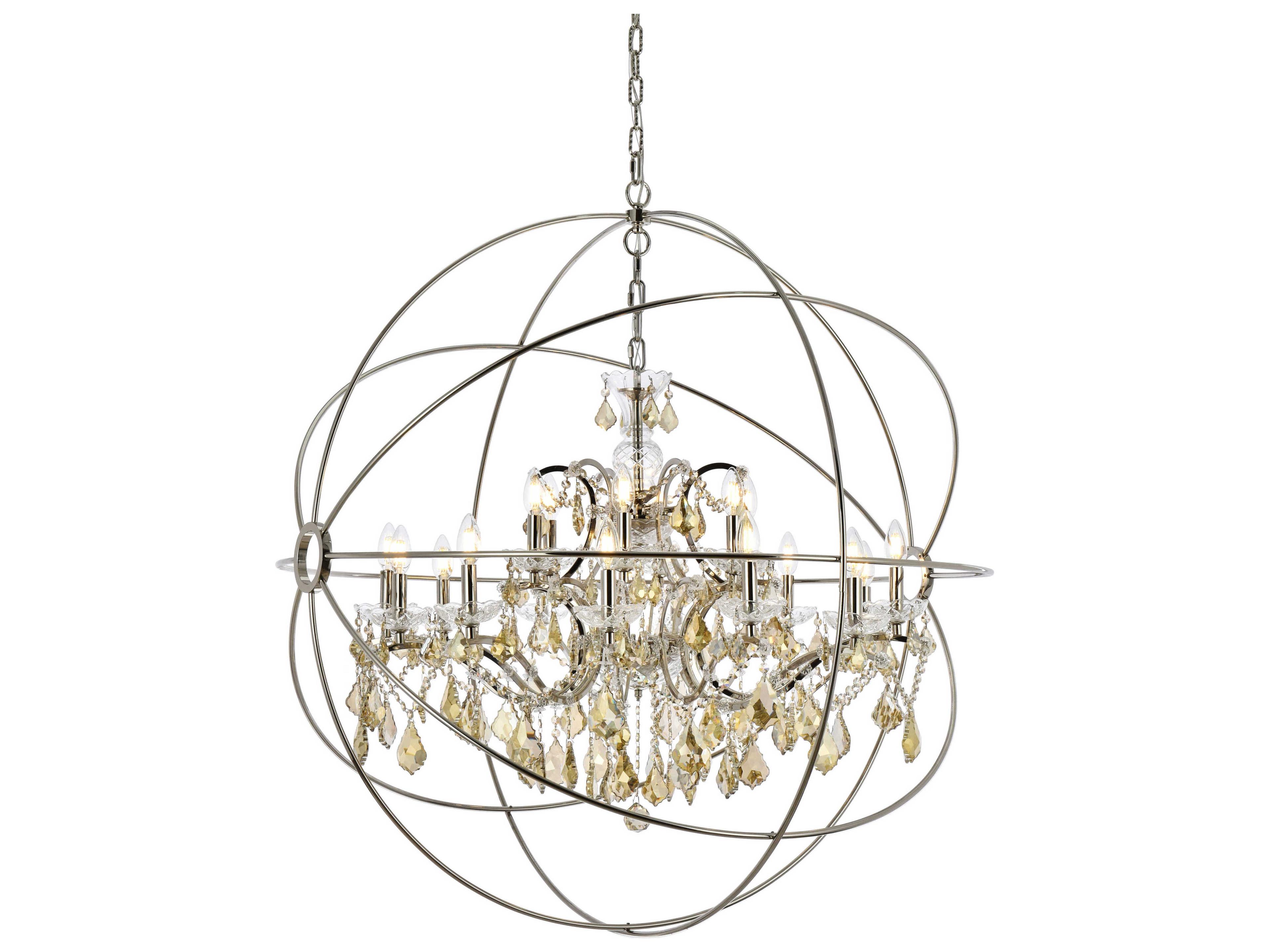 Elegant Lighting Geneva 18-Light Polished Nickel Crystal Candelabra Chandelier